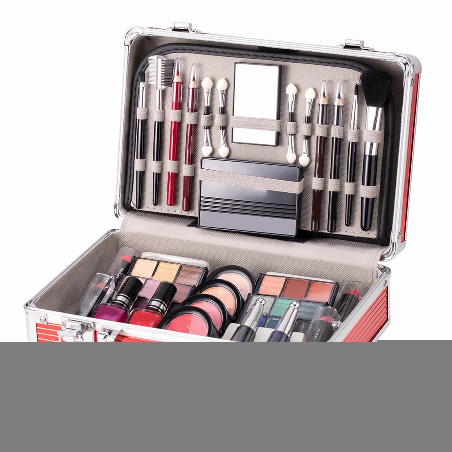 Set trucco per principianti, kit trucco per adolescenti | Kit per principianti con custodia,Ombretto, fard, per sopracciglia, rossetto, smalto, pennello per sopracciglia con custodia