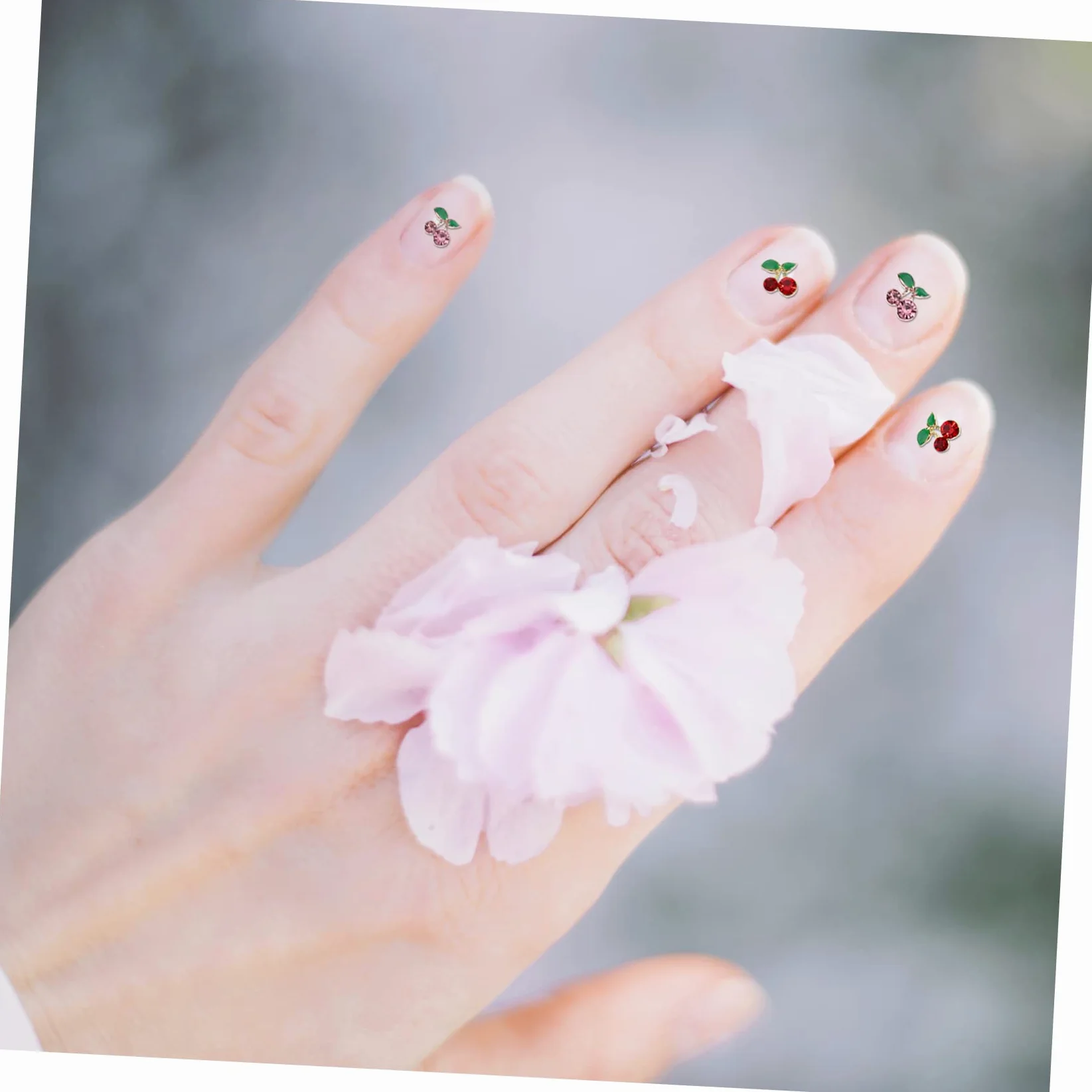 120 Pz Accessori Per Nail Art Con Strass Unghia Di Frutta Luccica Gioielli Per Unghie Strass Arancioni Borchie Per Unghie Lucide Ornamenti Glitterati Perno Lega Ciliegia 3d