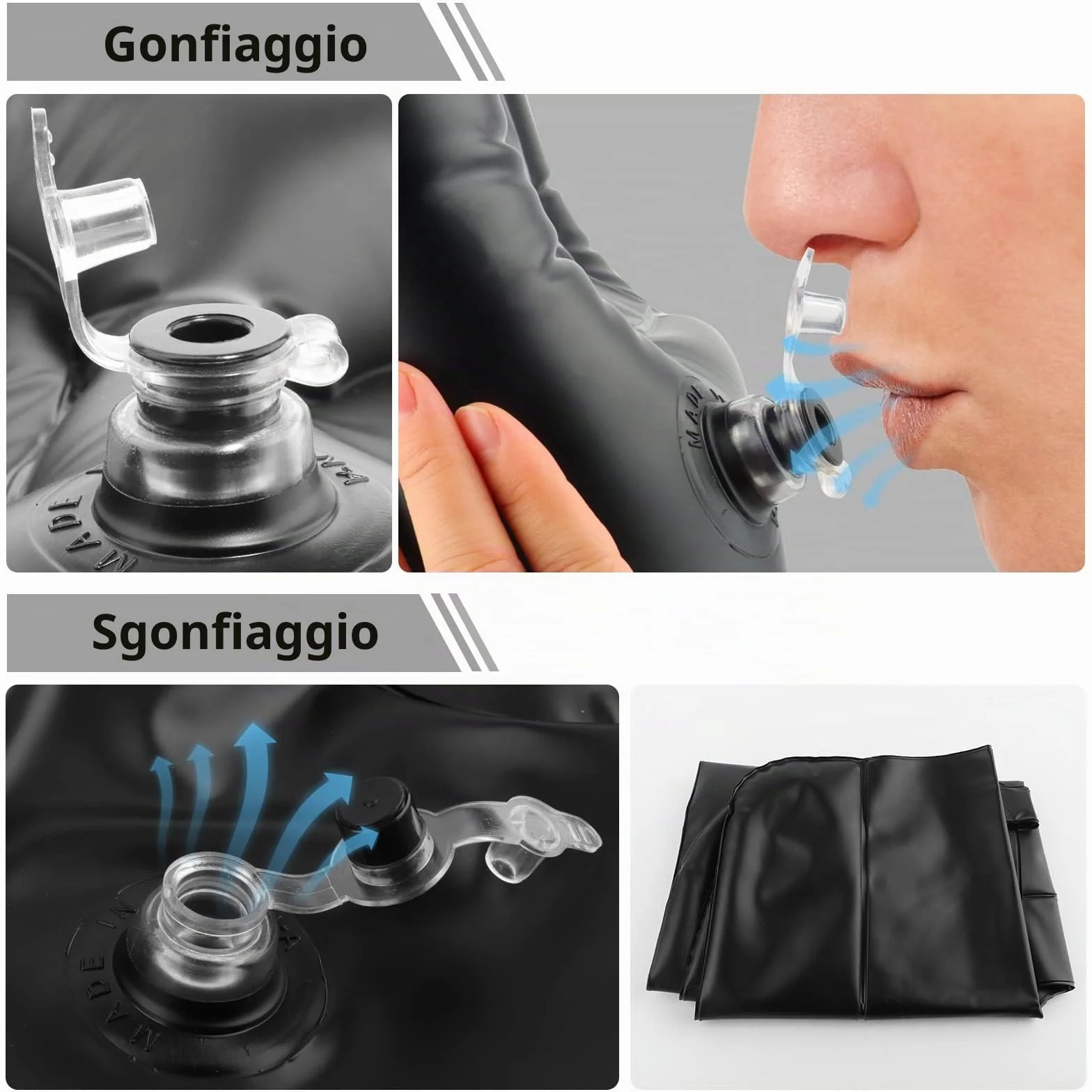 Lavatesta Portatile Gonfiabile per Disabili Nero