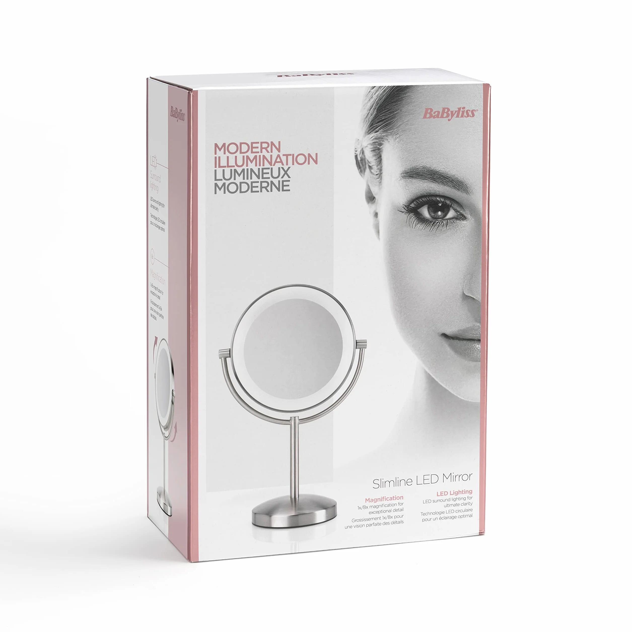 BaByliss Slimline 9437E Specchio LED con ingrandimento 1x e 8x