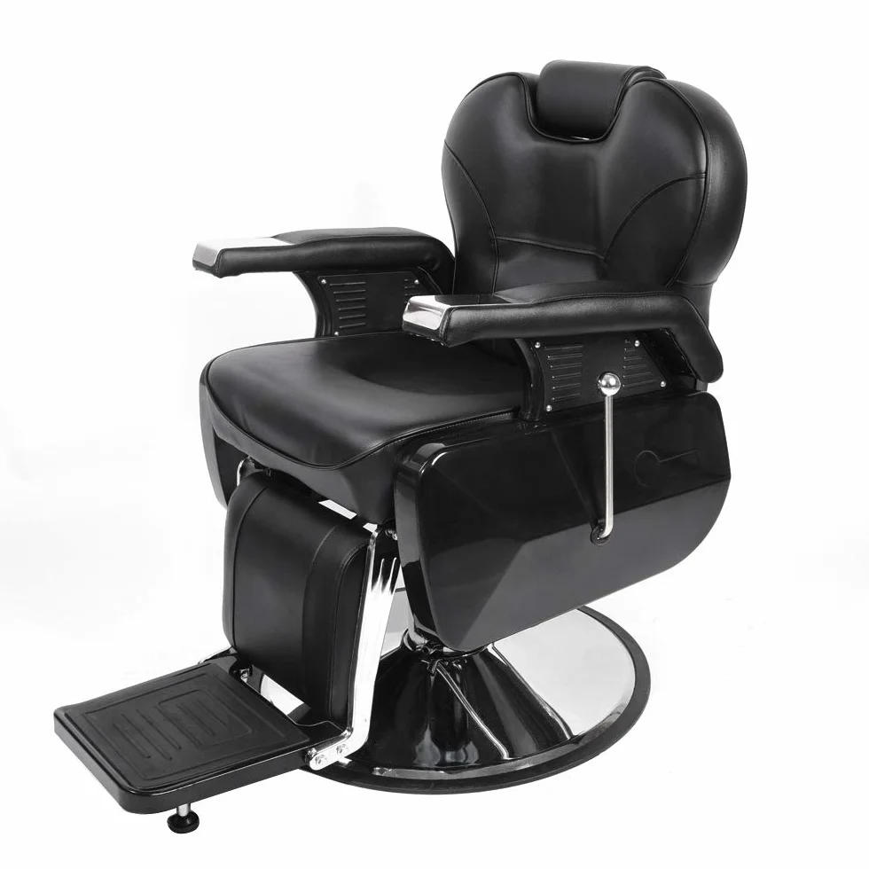 Poltrona da Parrucchiere Reclinabile Idraulica a 360° per Salone Professionale, 96 x 94 x 84 cm, Nero