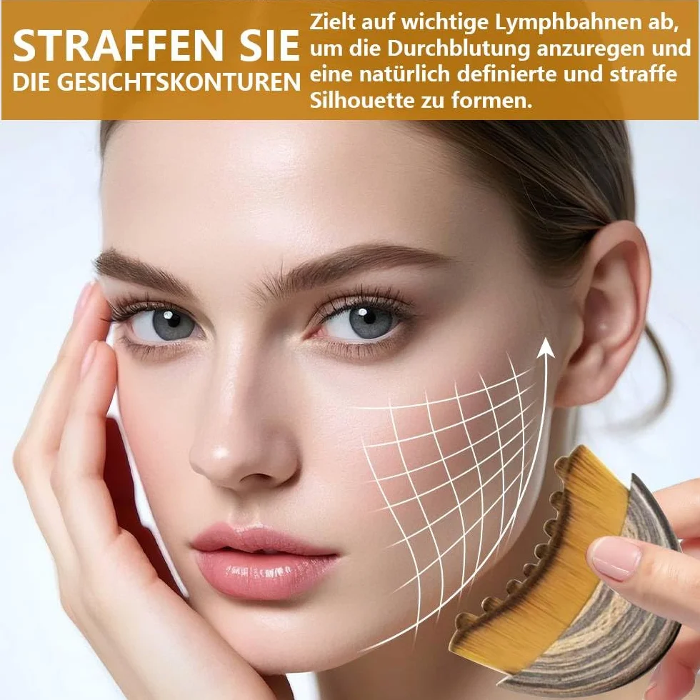 Spazzola per Drenaggio Linfatico Viso - Spazzola Viso a Secco con Setole Morbide, Design Ergonomico con Custodia