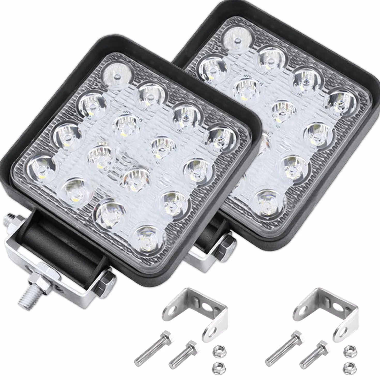 Trattore 12V 2 pezzi alluminio abs 48W 16 led 6500K 10.5 cms faro led
