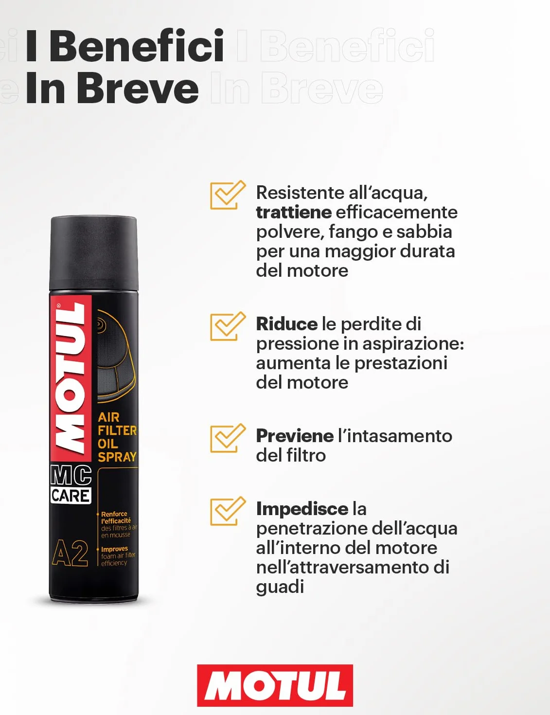 Motul MC Care Air Filter Oil Spray A2-400 ml - Olej do Filtra Powietrza Piankowego