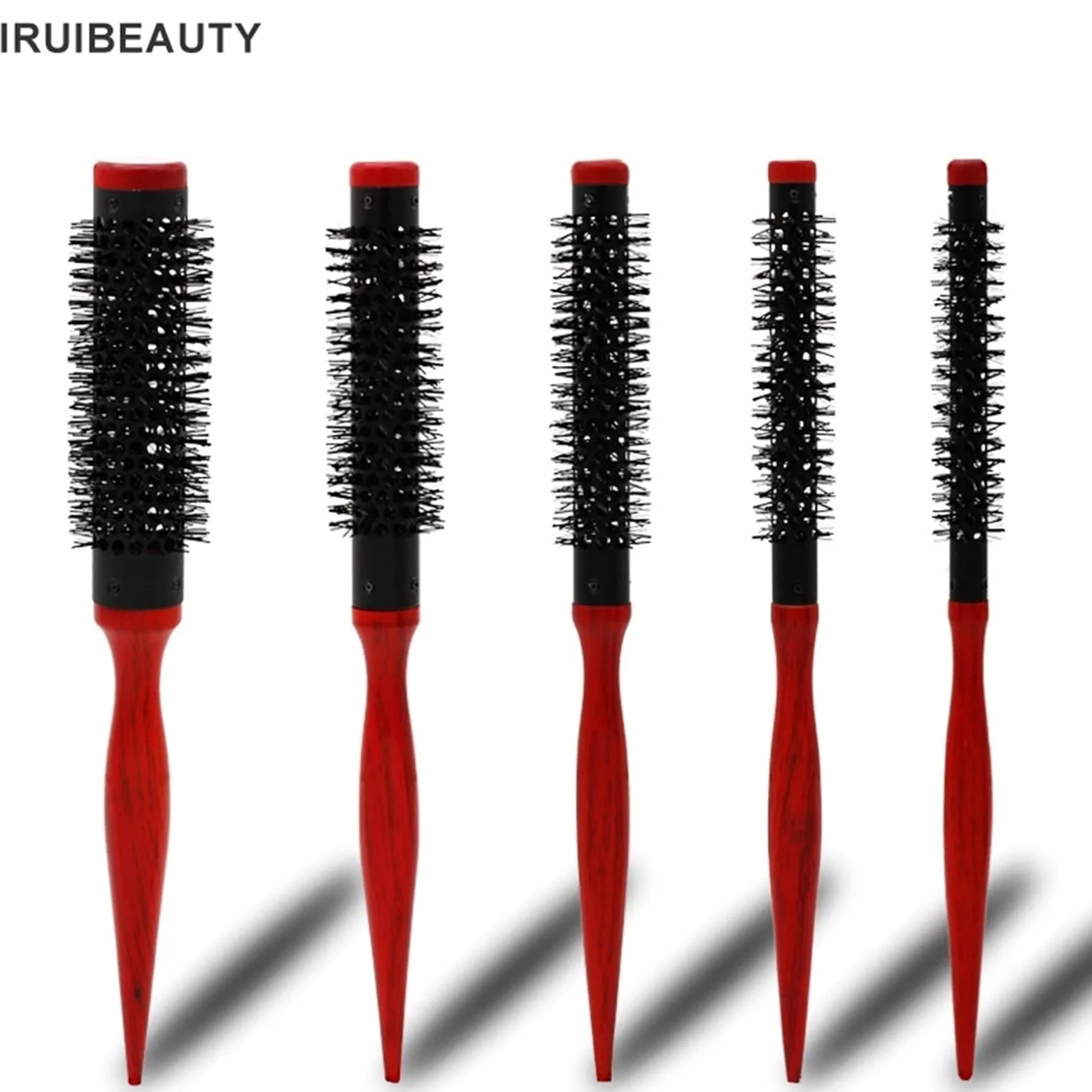 Pettine da Barbiere per Capelli Ricci 5pc. S Grezzo Capelli Roll Brush Pennello Pennello Rosso Rotondo Capelli Pettine Salone Capelli Pettinatura Pettine Spazzola per Pettinare per Uomini e Donne ( Co
