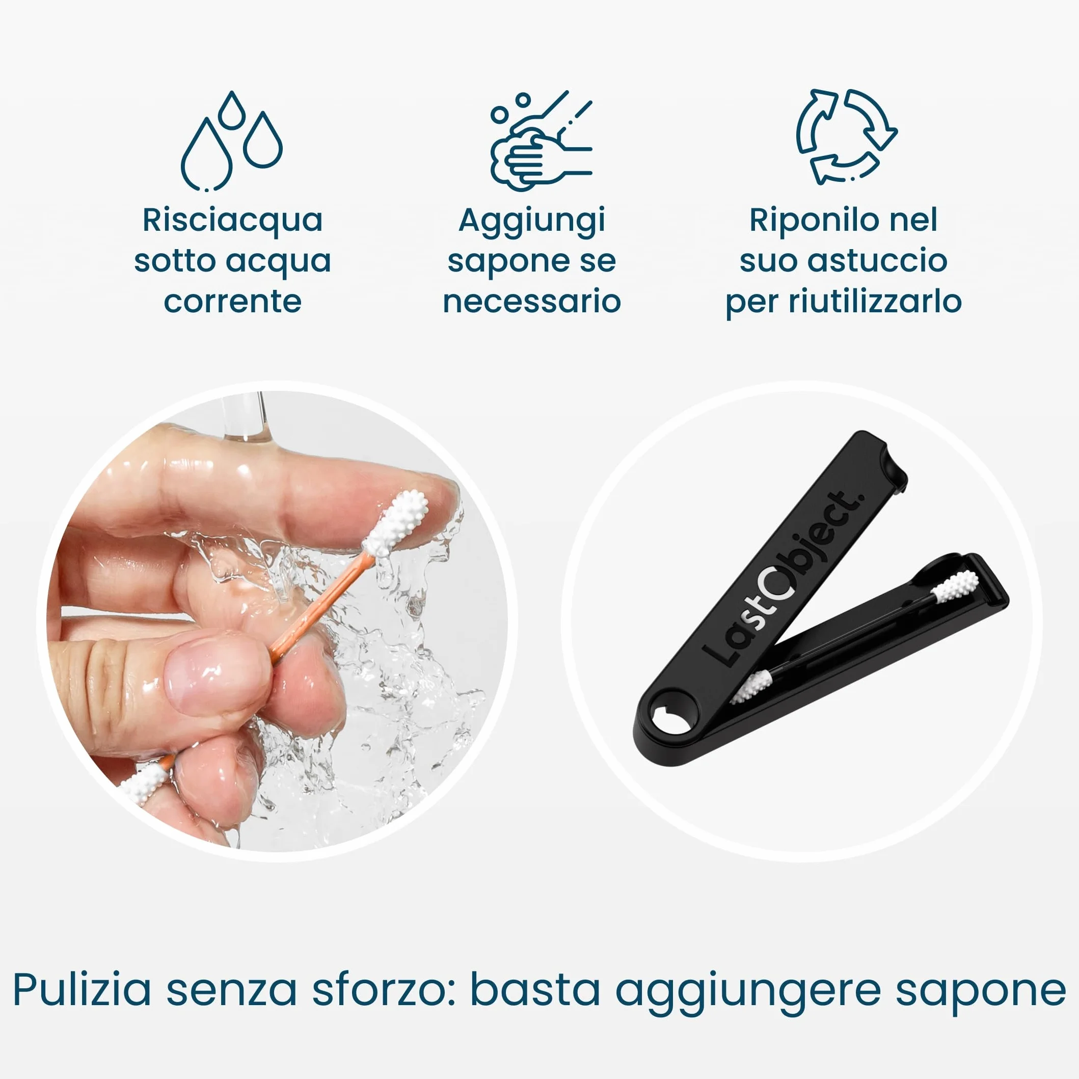 Bastoncini riutilizzabili per la pulizia delle orecchie – Alternativa sostenibile ai bastoncini usa e getta – Facili da pulire – Con custodia da viaggio - Nero