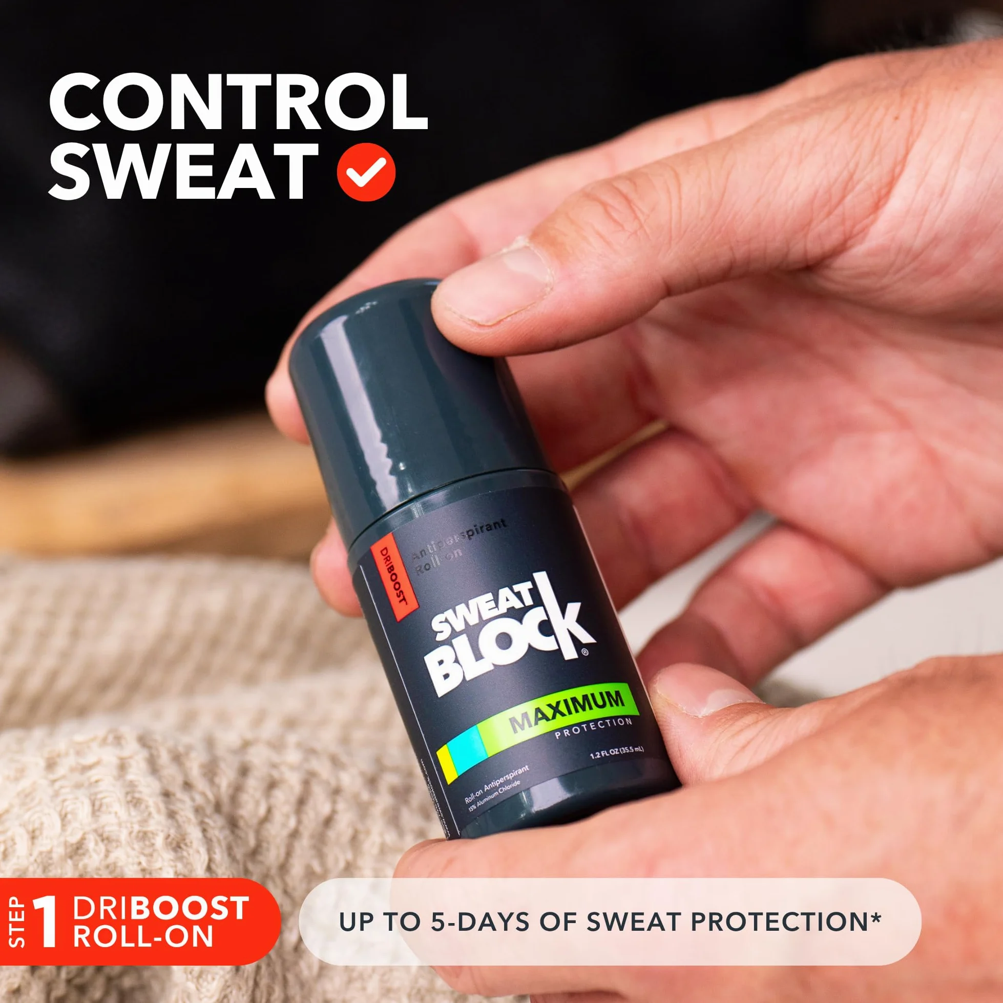 SweatBlock Antiperspirant Deodorant Max Clinical System for Men & Women - Treat Hyperhidrosis, Excessive Sweating & Underarm Odor - DRIBOOST [PM] Maximum Strength Roll-on + [AM] Clinical Deodorant