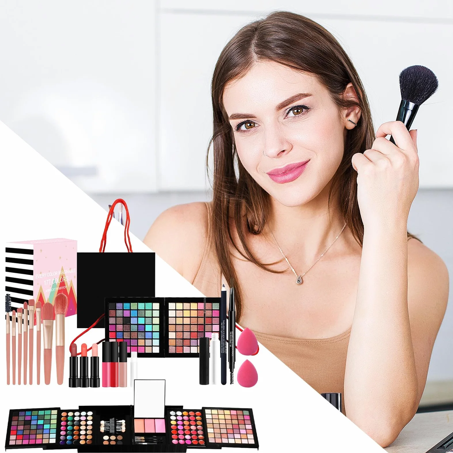 Kit trucco per donna Kit completo, trucco completo | Set multiuso | cosmetici completi per donne e ragazze, kit palette di per principianti