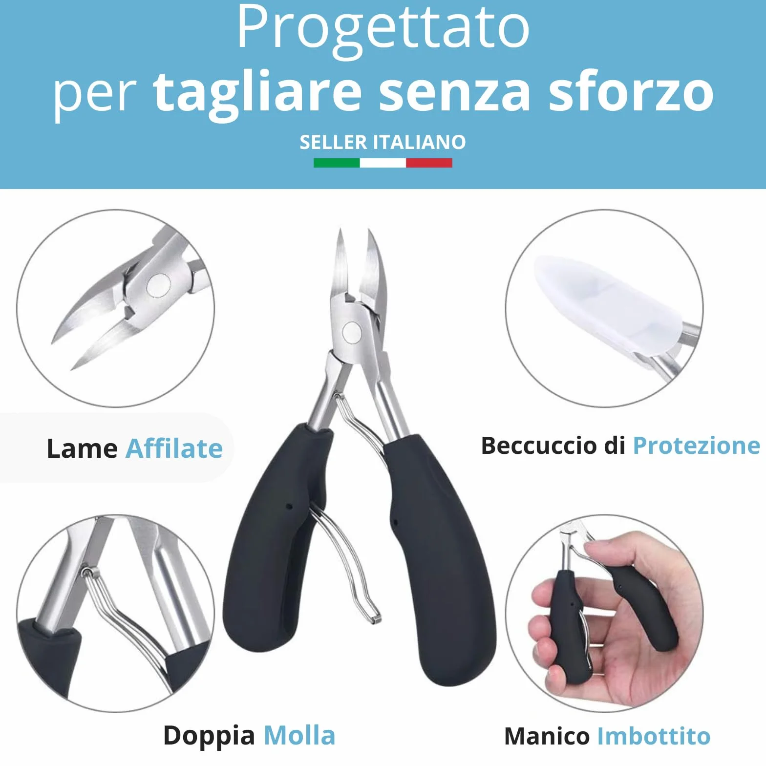 Tronchesino Unghie Piedi Tronchesino Cuticole Tagliaunghie Professionale in Acciaio Inox per Unghie Incarnite, pedicure, manicure, unghie piedi e mani