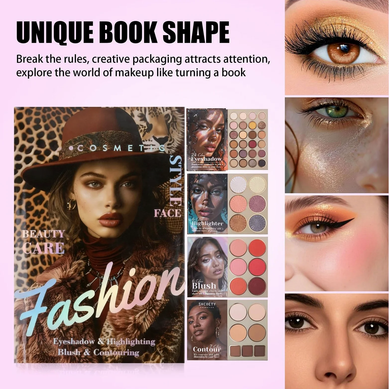 Viso,Polvere Opaca Sfumata per Blush ed Highlighter | Libro Contouring Blush | Per Donne Ragazze Tutti i Tipi di Pelle Ideale per Natale Compleanno Festa Cerimonia