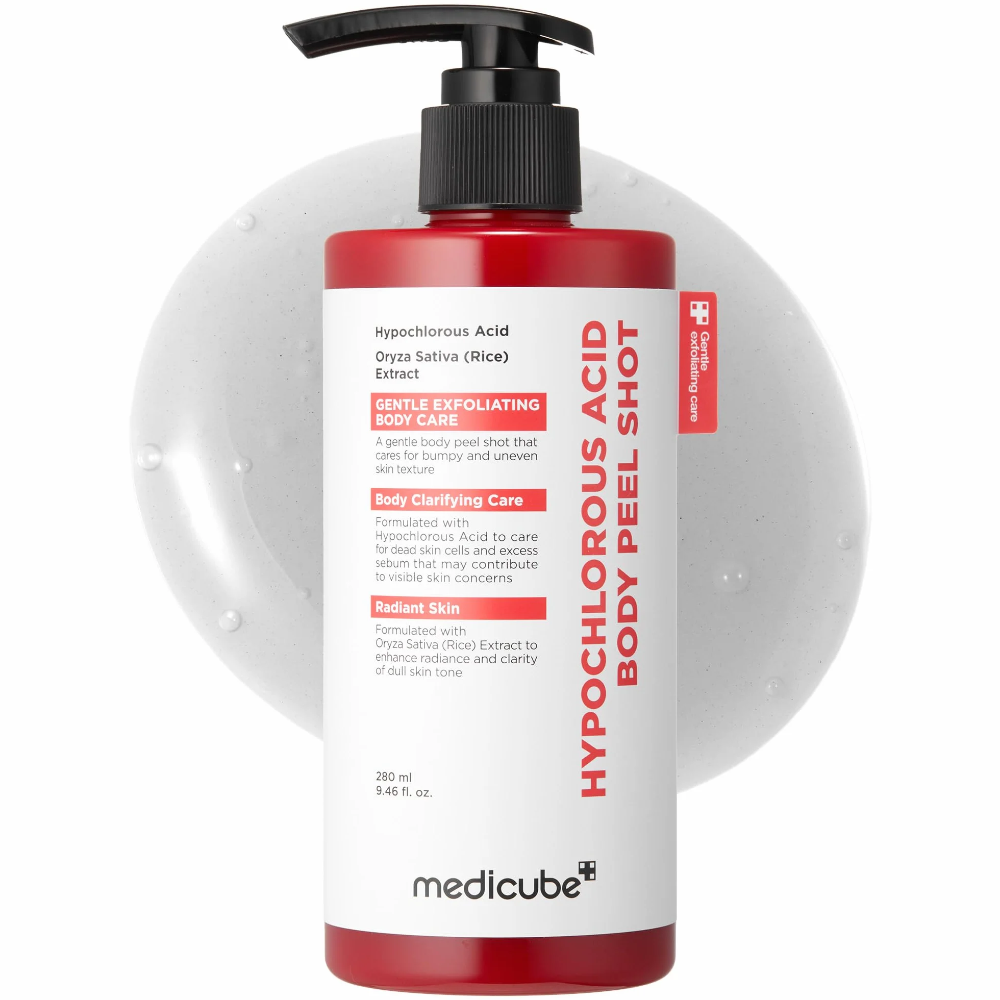 Medicube Body Peel Shot Hypochlorous Acid Gentle Exfoliating Serum Dead Skin Cells Rough Patches Uneven Texture Rice Extract Panthenol Hydrating Smoothing 9.46 fl.oz