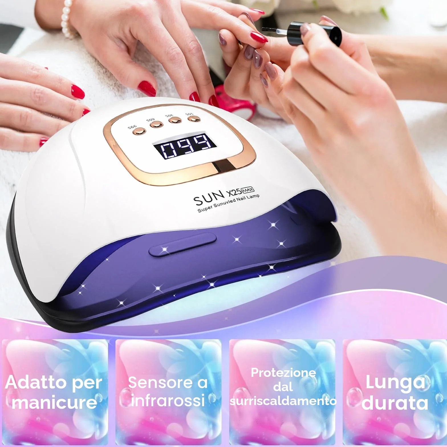 Lampada UV LED Unghie Professionale 380W 81 Perle 4 Timer LCD Display Sensore Automatico