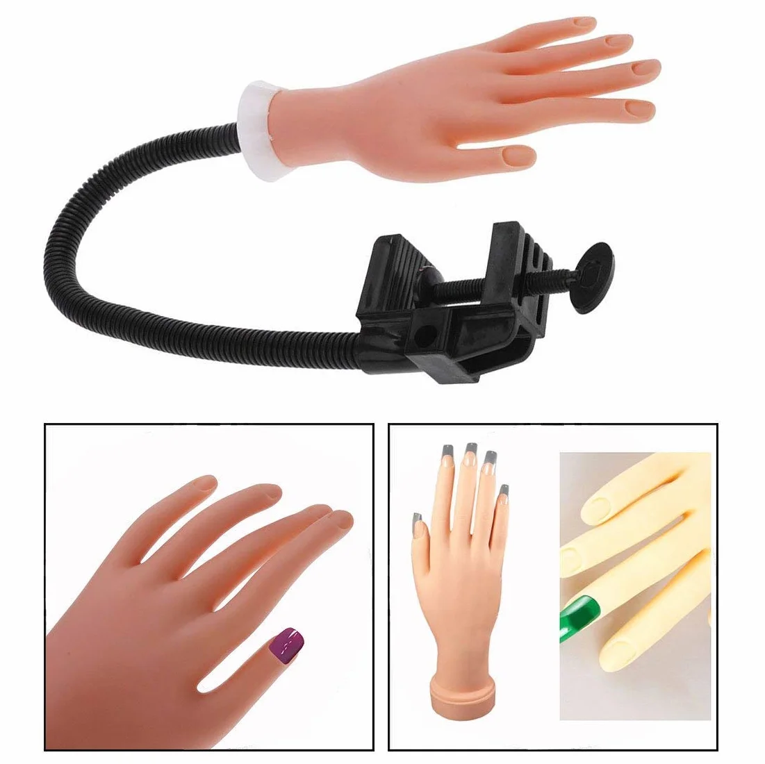Morbida per Manicure Dito di Formazione,Mano Modello Plastica Pratica Nail Art Manicure Dito Con la Staffa Può Essere Piegato