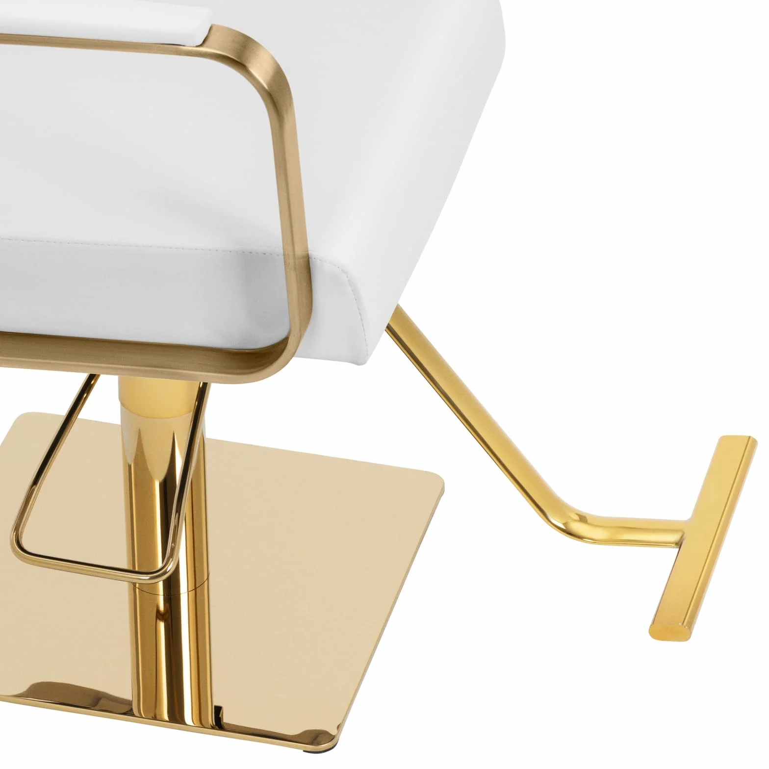 physa Poltrona da parrucchiere con poggiapiedi 50-66 cm, 200 kg Bianco, oro Poltrona da parrucchiere Sedia da parrucchiere Poltrone per parrucchieri