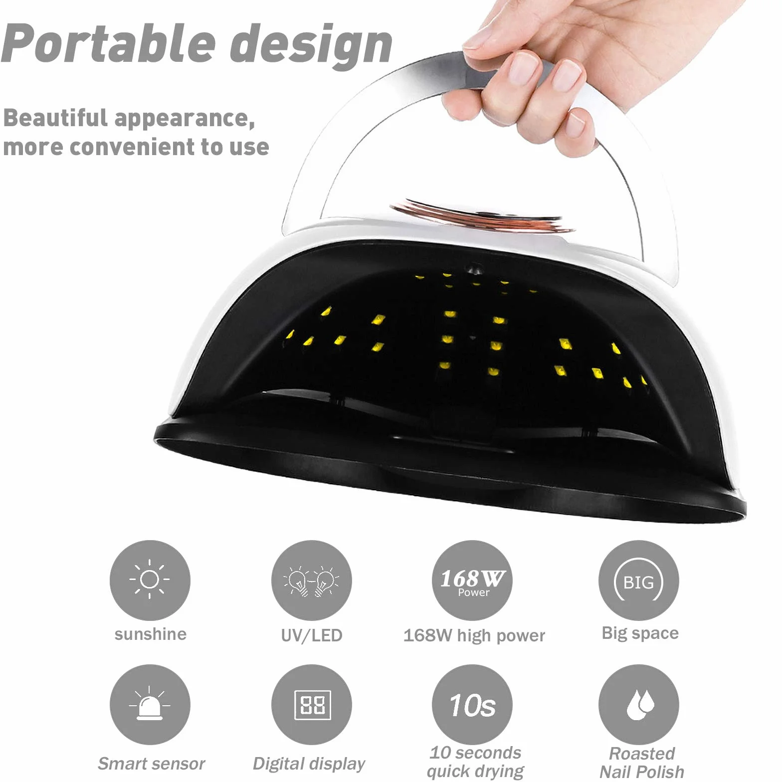 Lampada UV LED Unghie 168W Professionale 4 Timer Display LED Sensore Automatico