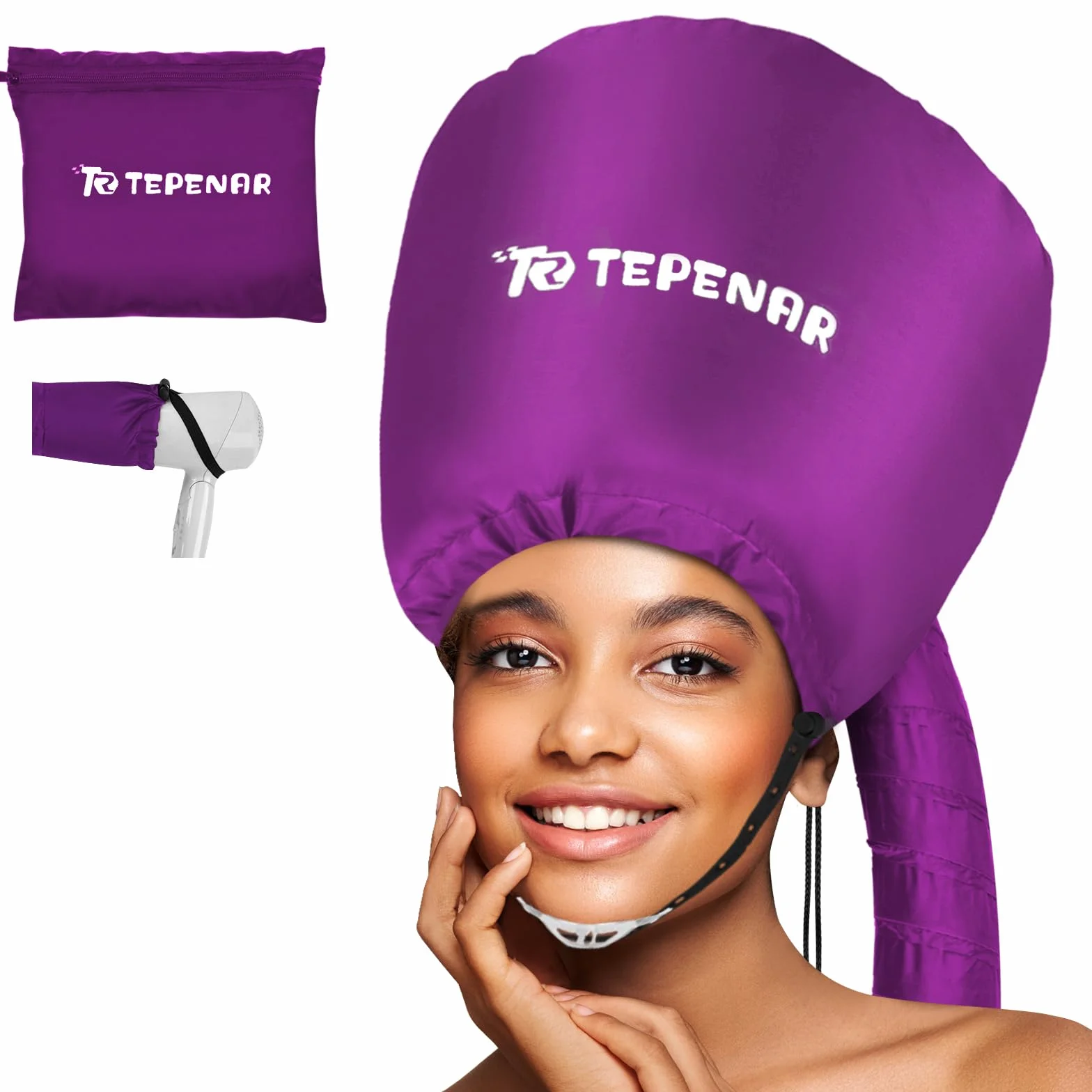 TEPENAR Cappello Asciugacapelli Morbido Regolabile Asciugatura Rapida per Capelli Ricci Naturali Viola