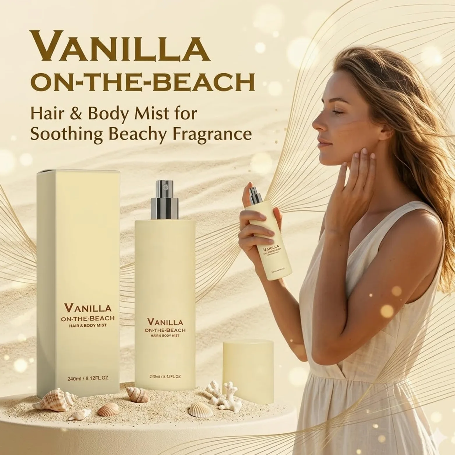 Vanilla Coconut Hair & Body Mist, Coconut Milk Beach Day Hair & Body Mist, Vanilla Spray profumato per donne e uomini, estratti botanici naturali, spray profumato a lunga durata, aggiornamento (3