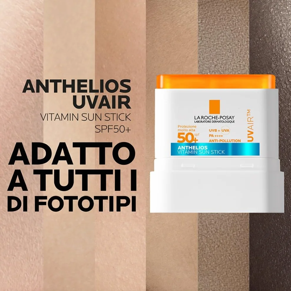 La Roche Posay Anthelios UVAir Stick SPF50+ 10ml, Protezione UV, Anti-Inquinamento, Vitamina E
