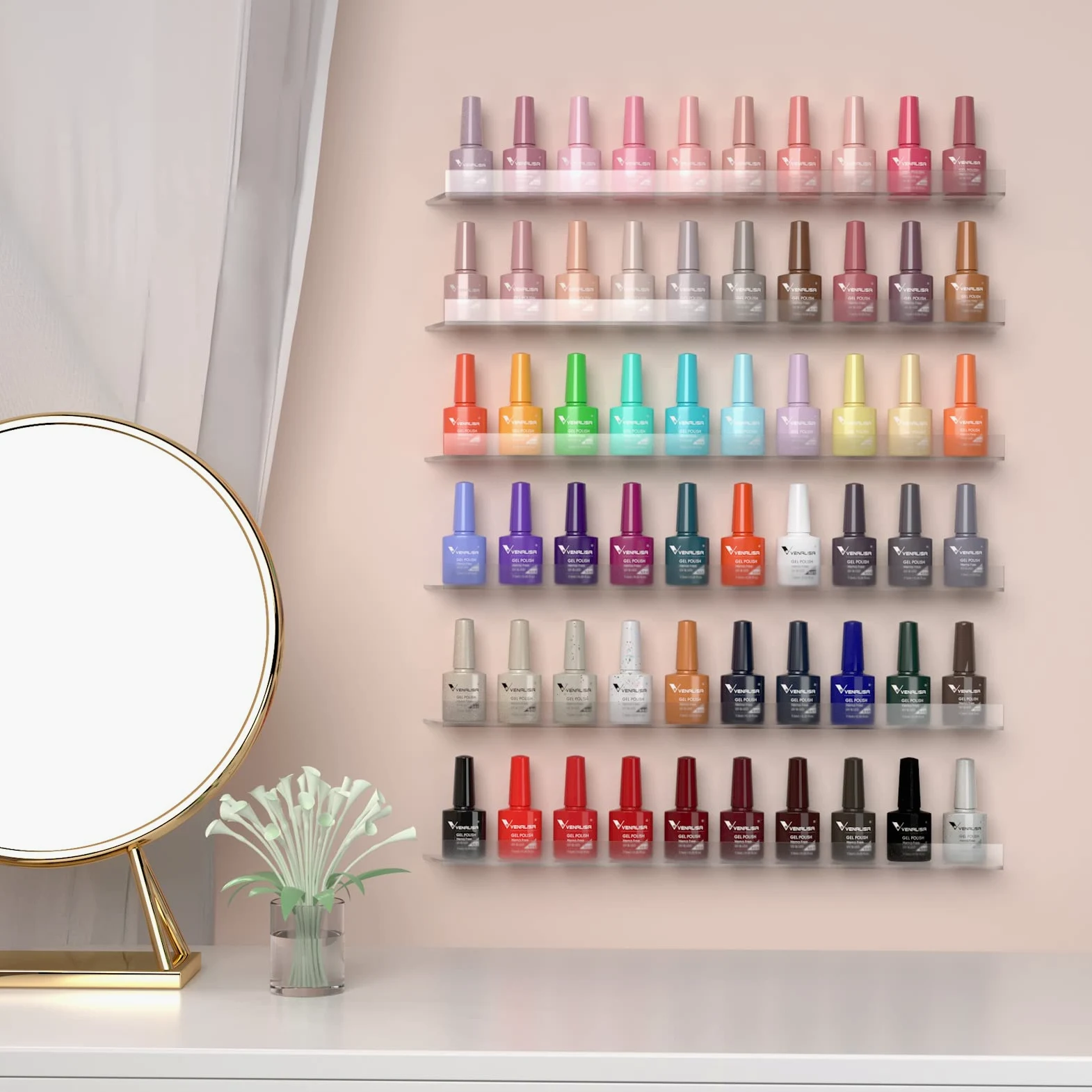 VENALISA, set di smalti UV, gel 65 colori con top coat & base primer per unghie in studio nail art, manicure