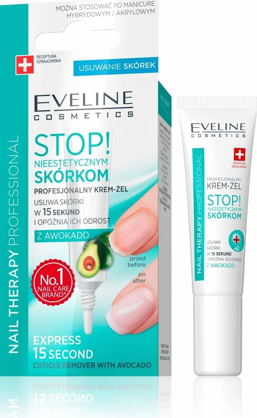 Eveline Cosmetics Nail Therapy Professional Crema-Gel Rimuovi Cuticole con Olio di Avocado, Previene Pellicine e Screpolature, 12 ML