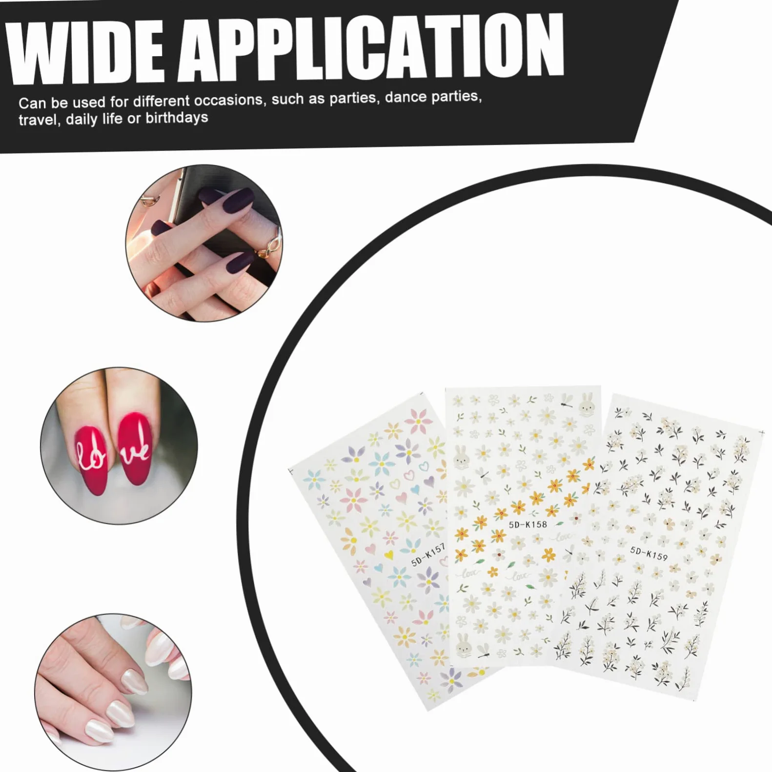 Healeved 12pezzi Nail Art Stickers Adesivi Per Unghie Decorativi Facili Applicare Adatti Per Manicure Design Decorazioni Per Unghie