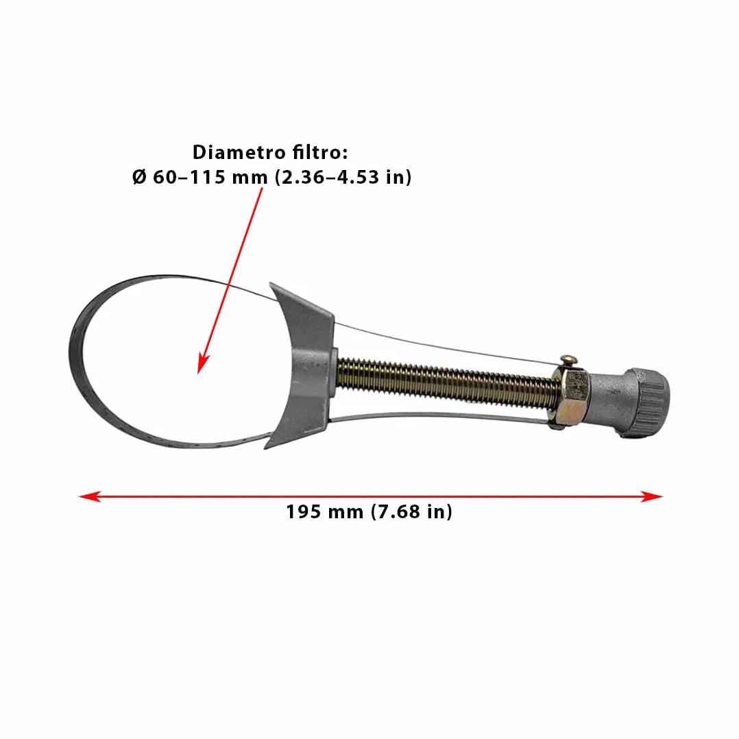 Chiave Filtro Olio Regolabile 60-115 mm per Auto Moto Camper, Fascia Acciaio Antiscivolo