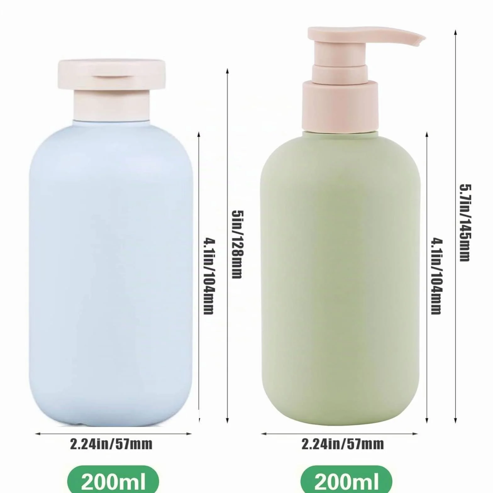 Bottiglie da Viaggio per Shampoo 200ml 2 pezzi con erogatore a pompa e tappo flip, Flaconi da Viaggio Ricaricabili per Articoli da Toeletta, antiperdita per shampoo, bagnoschiuma e cosmetici