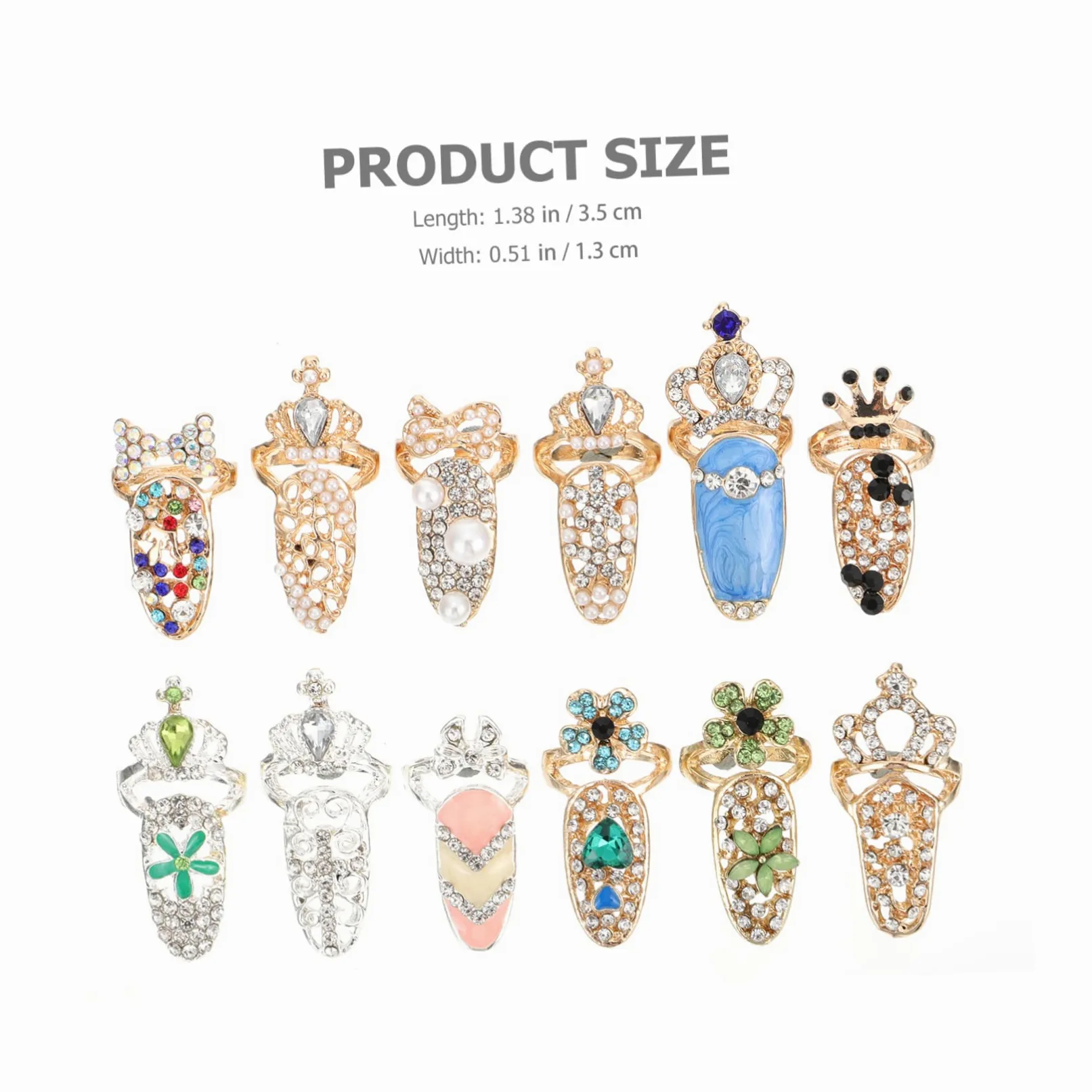Healeved 36pezzi Anelli Per Unghie Manicure Decorazioni Fashion Accessori Per Unghie Artistiche Per Adulti e Design Elegante e Facile Da Indossare