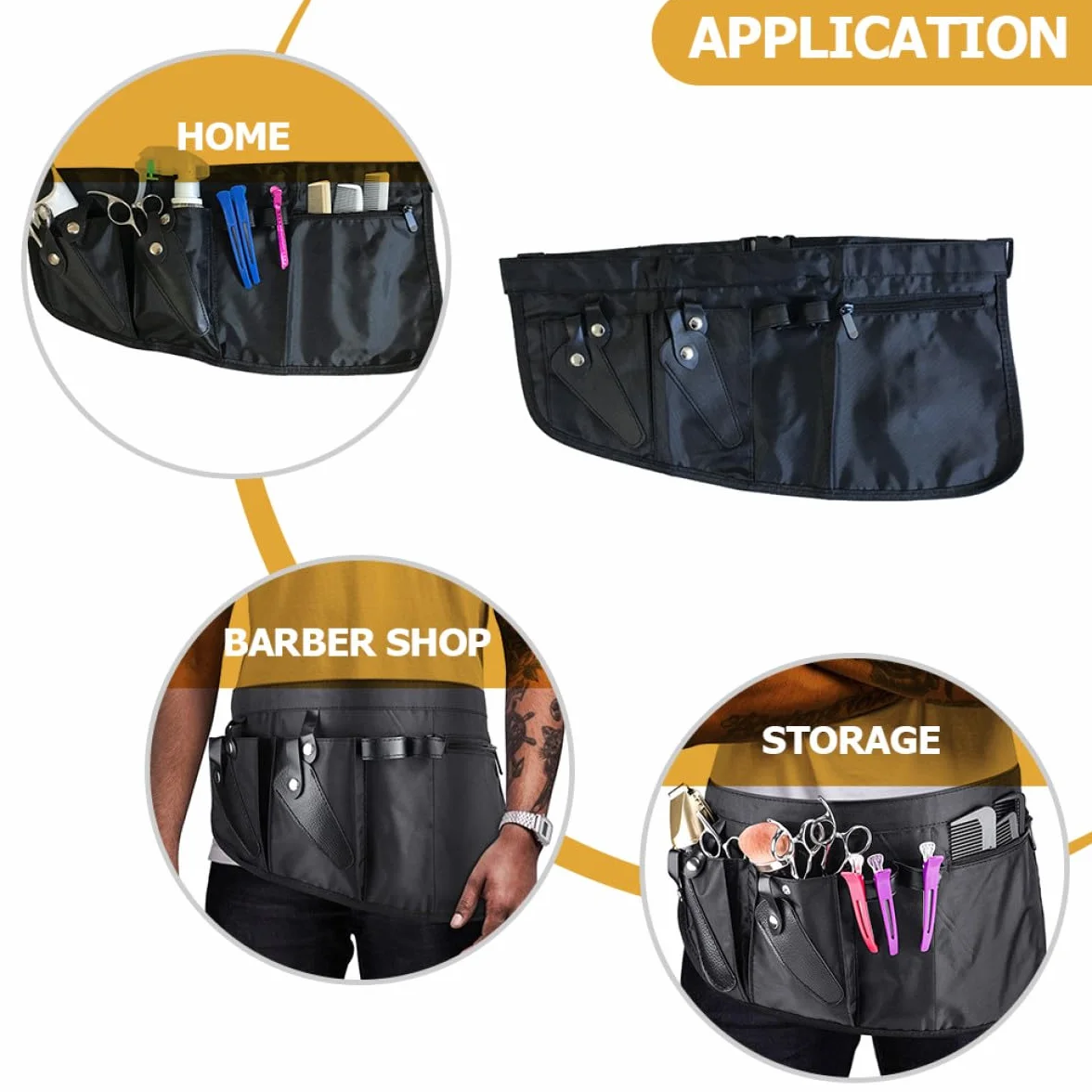 GALPADA Marsupio per Parrucchiere in Tela Nera Resistente Protezione Completa, Custodia Semplice per Forbici e Accessori da Lavoro Professionale