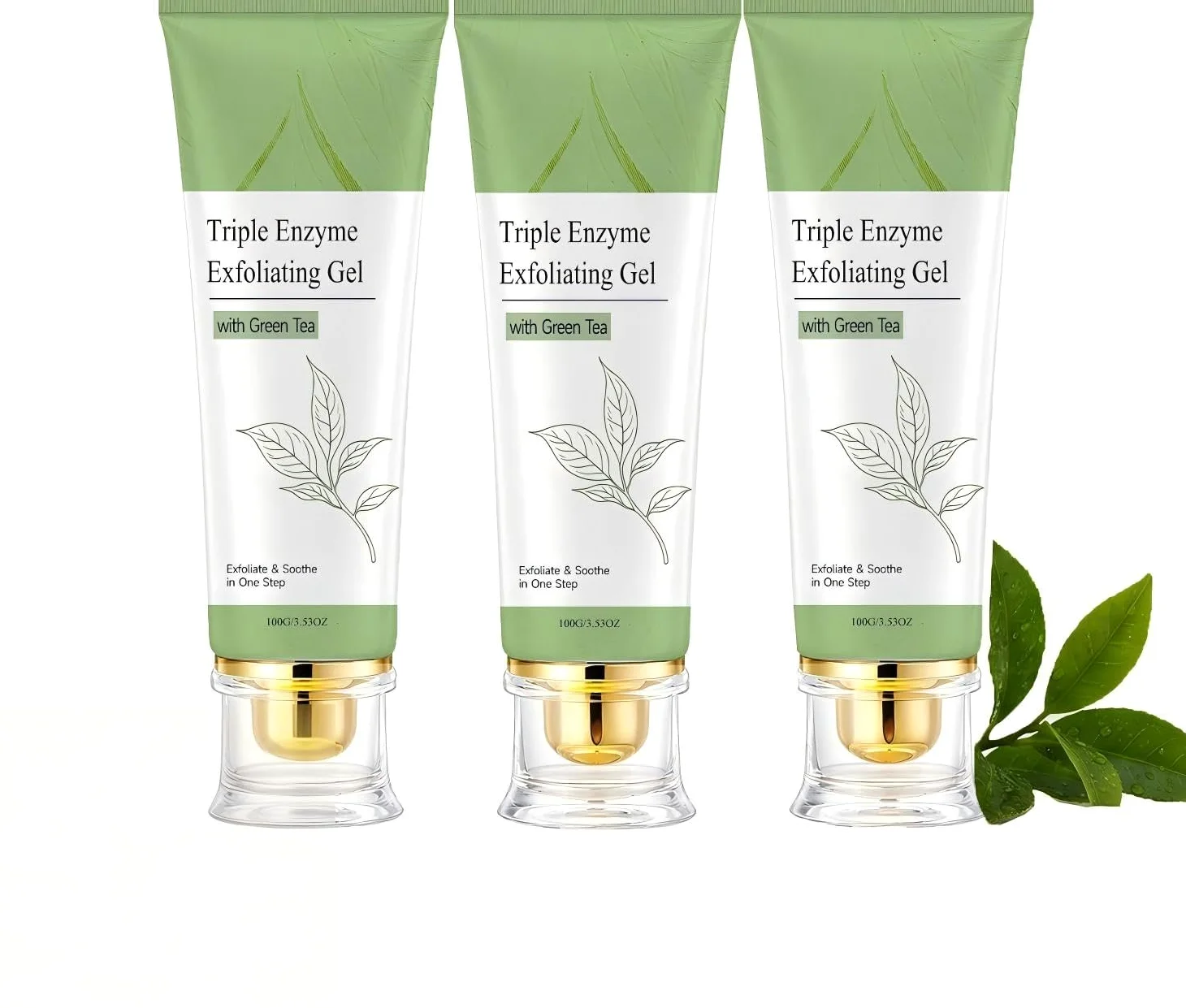 Gel esfoliante a triplo enzima con tè verde, rimuove le cellule morte, esfoliante viso per pori profondi, esfoliante viso delicato per uomo e donna