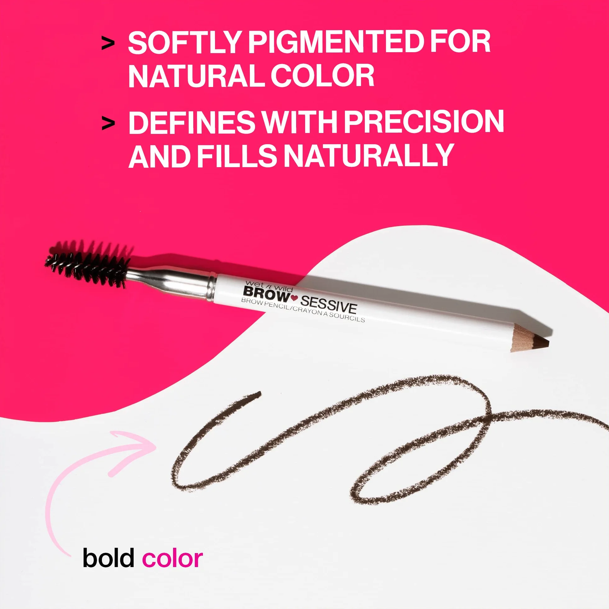 Wet n Wild, Matita Brow-Sessive, Matita a Doppia Punta con Pettinino per Sopracciglia Sottili e Spesse, Formula Naturale, Definizione del Colore Progressiva, Castano Scuro