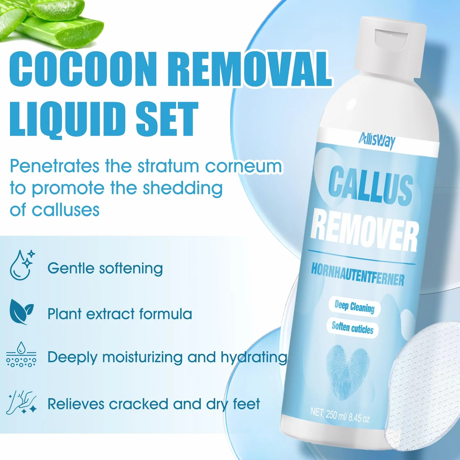 Cheratolitico Piedi, Callus Remover, Esfoliante Piedi, Lima per Piedi in Nano-Vetro, Ammorbidisce la Pelle dei Piedi, Idrata in Profondità, Allevia Secchezza e Screpolature, 250 ml