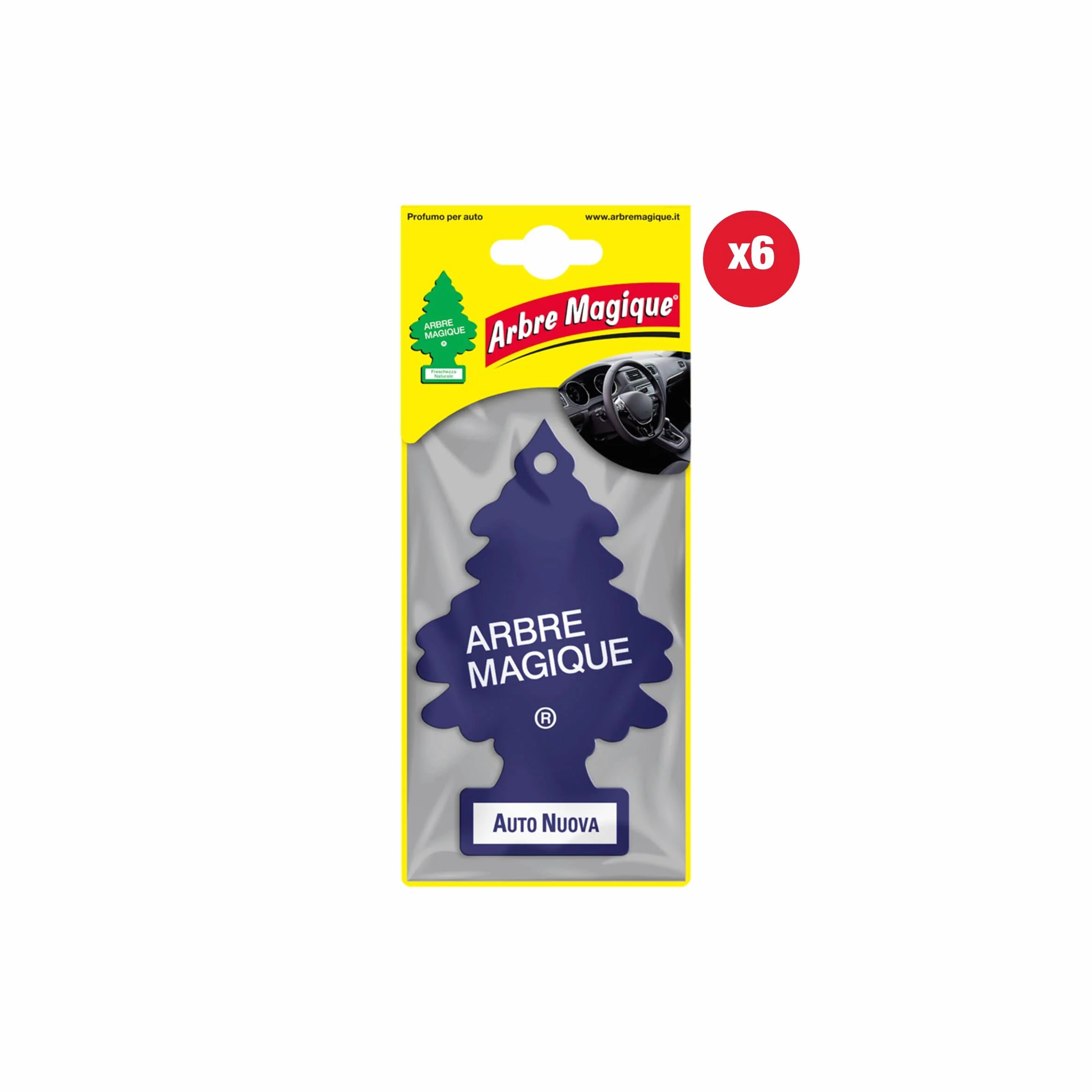 Arbre Magique Mono Profumatore Auto Fragranza Intensa Durata 7 Settimane Confezione 6 Pezzi Made in Italy