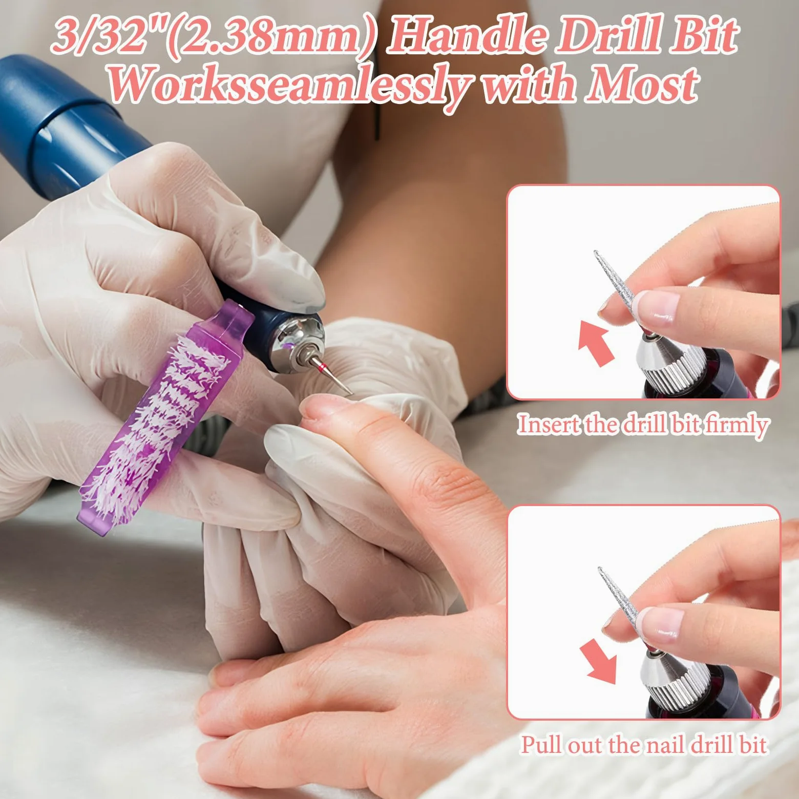 Set di 30 punte per fresa per unghie, fresa per unghie, punte per cuticole con aste da 3/32 pollici per manicure, cura delle unghie, mani e piedi