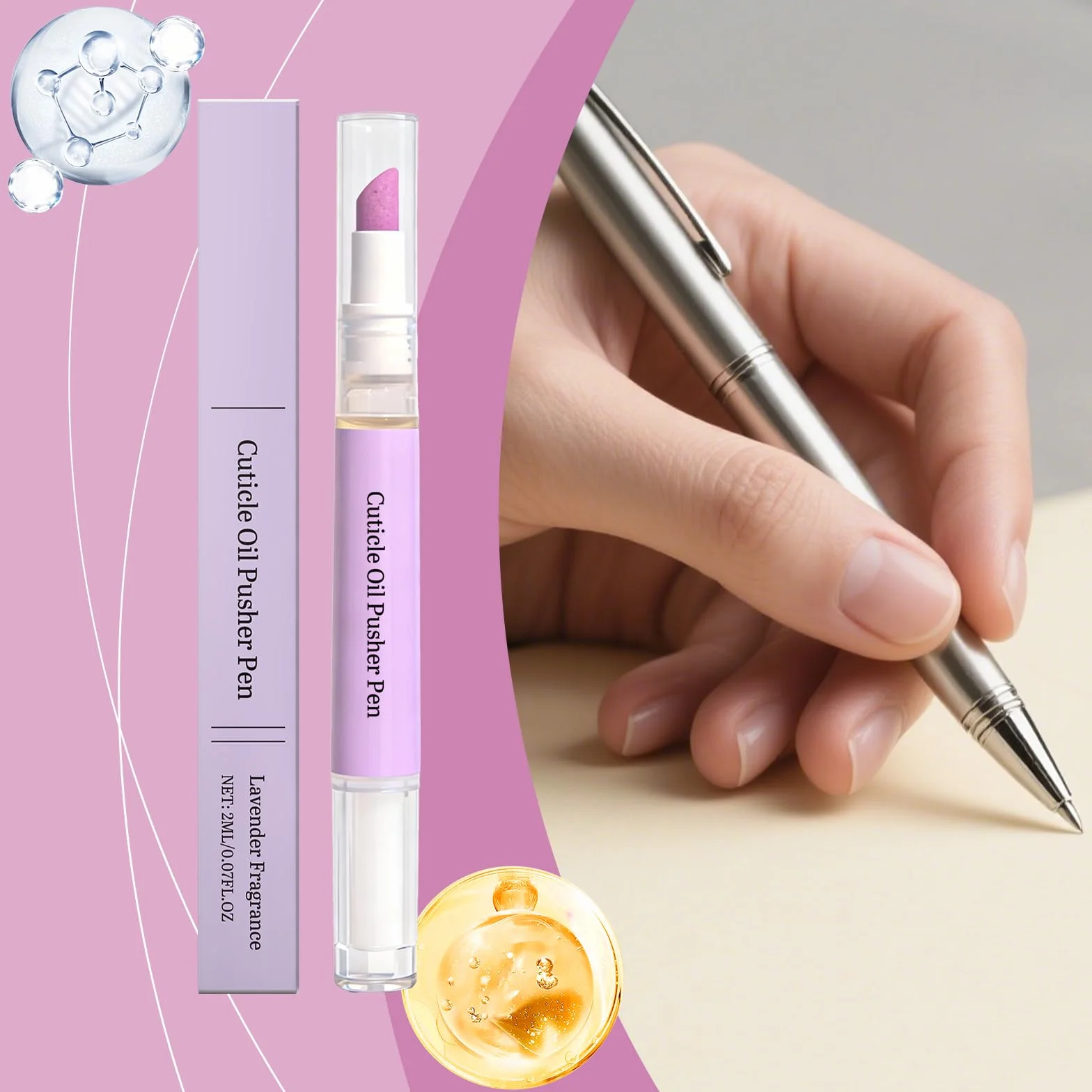 Rimuovi cuticole liquido, penna olio cuticole 2 in 1, penna spingi cuticole, Nail Care, penna a olio spingi cuticole, cura per la riparazione delle unghie secche e danneggiate (1 pezzo)