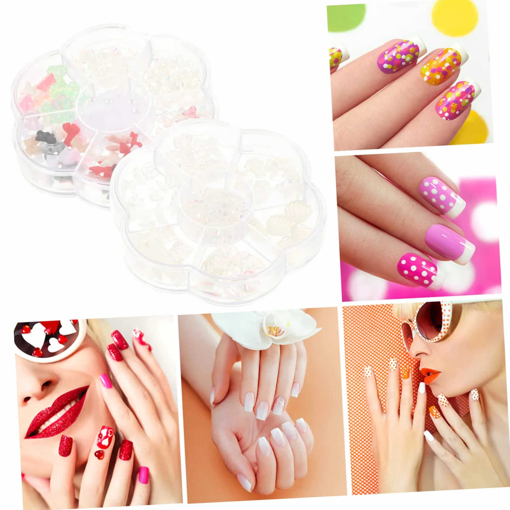 5 Set Decorazioni Per Unghie Ciondoli Per Manicure Accessori Nail Art Per Unghie Eleganti E Creative 2 Scatole*5