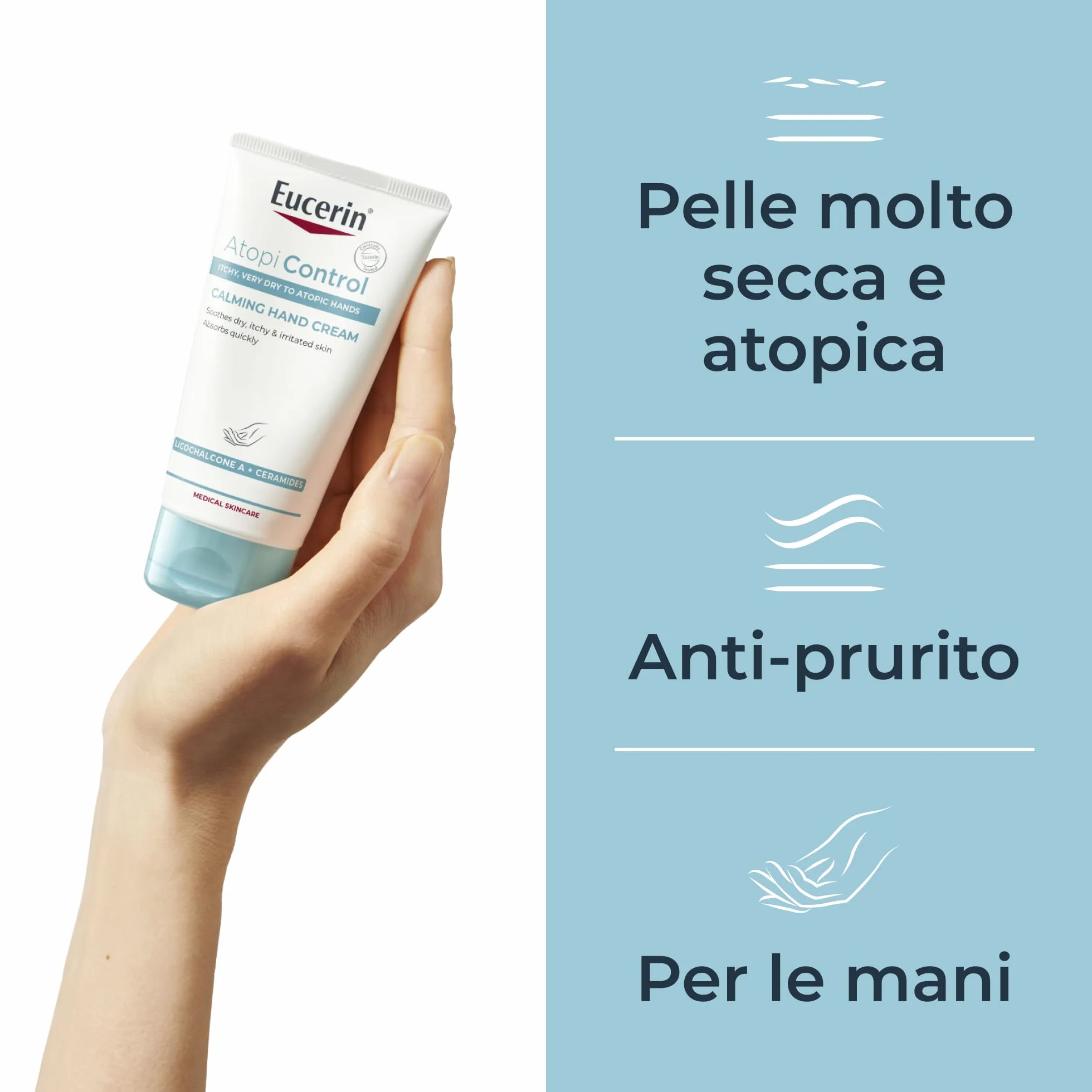 Eucerin Atopi Control Crema Mani Lenitiva 75 ml Crema dermatite atopica mani Ceramidi pelle secca screpolata eczema