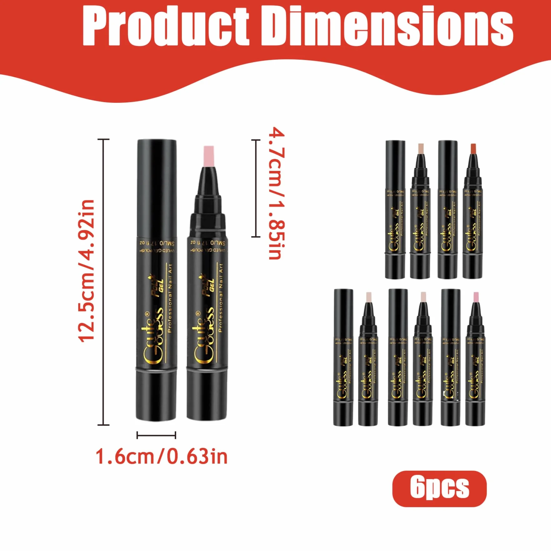 Penna per smalto per unghie, 6 pezzi/set Penna per smalto per unghie, 6 colori 8 ml Set 3 in 1, Penne artistiche per LED UV in un solo passaggio fai-da-te per donne e ragazze, Stile 2 per l'us