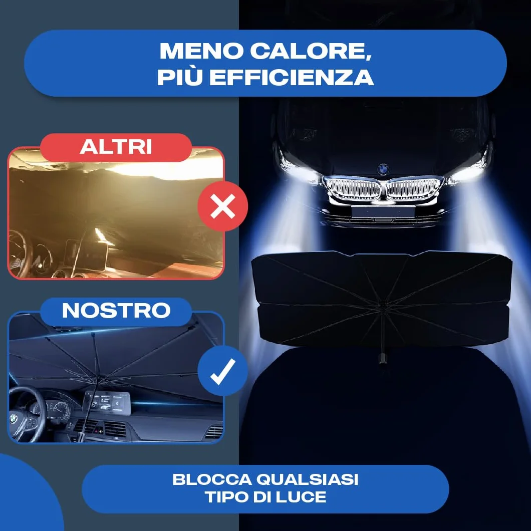 Parasole Auto Protezione Solare Anteriore 140x80cm UV Resistente