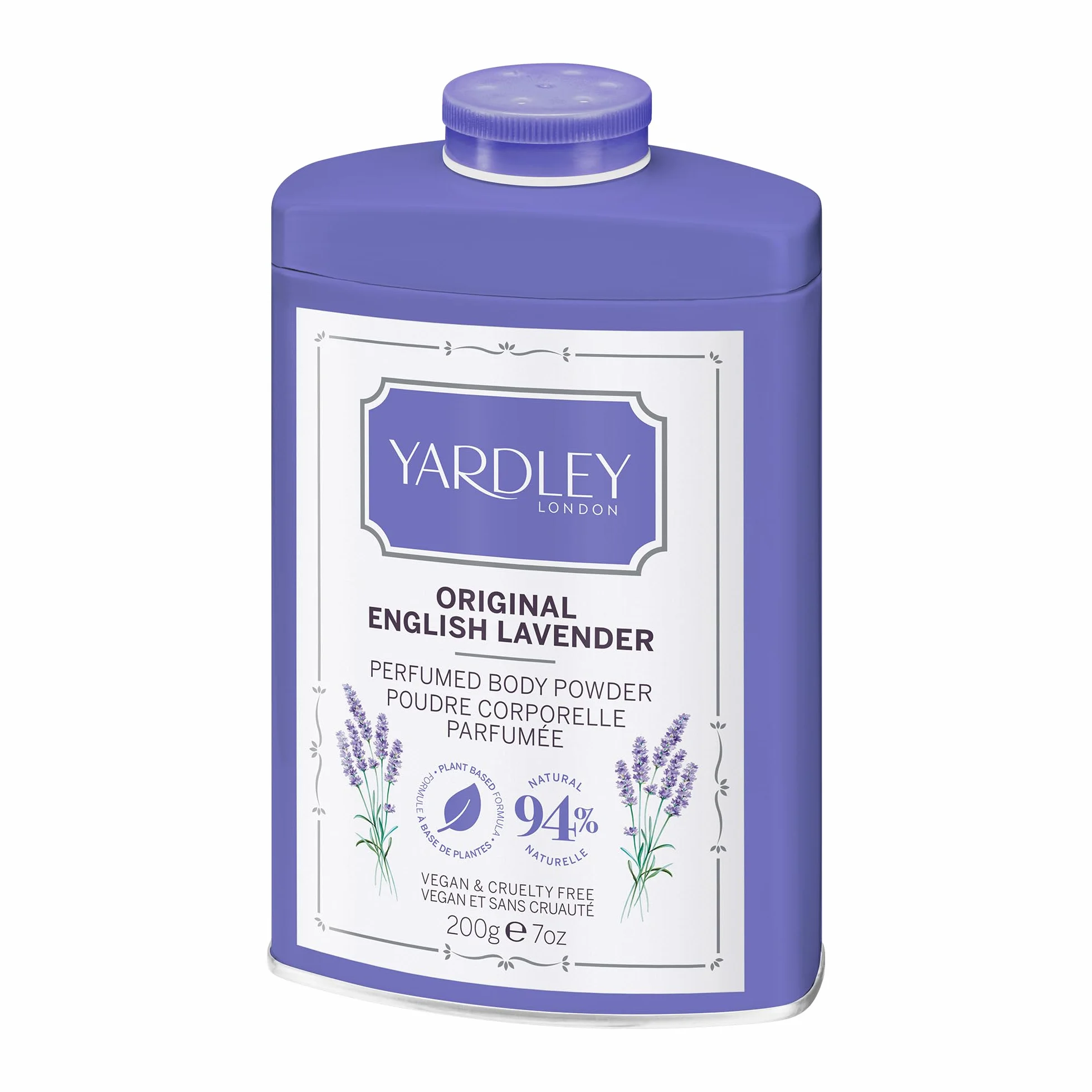 Yardley London Polvere per il Corpo Profumata alla Lavanda Inglese Originale, Talco per Donne che Aiuta a Controllare Gli Odori e Gli Sfregamenti, Polvere per Spolverare 200g