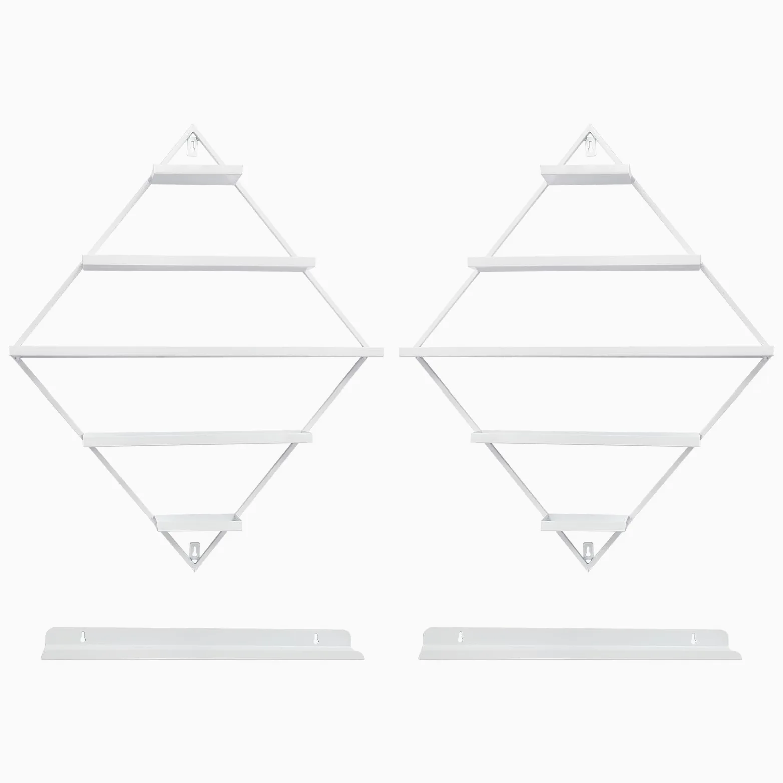 Scaffale per smalti in metallo a forma di diamante, organizzatore per smalto per unghie, oli essenziali, rossetto (bianco)