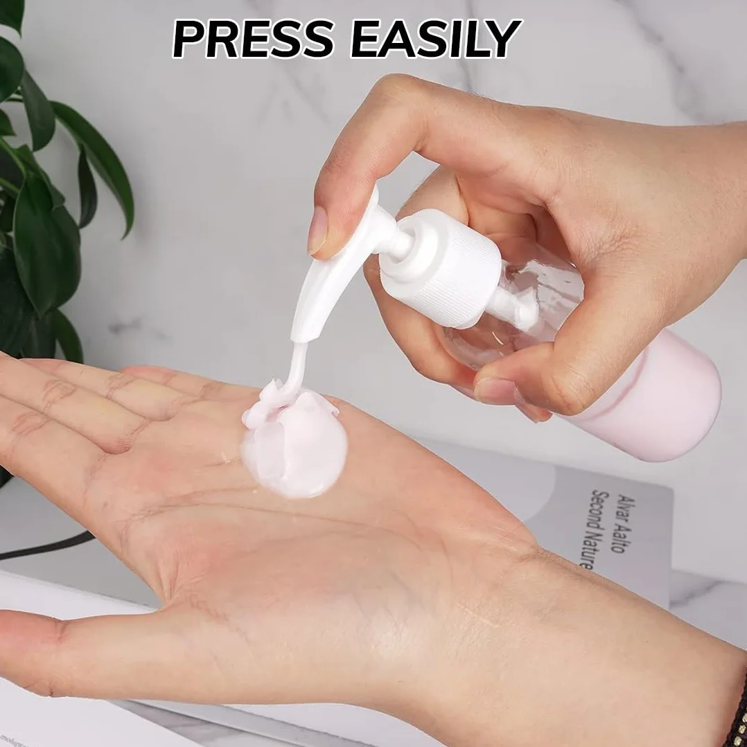 4 Pezzi Flaconi da Viaggio 100 ml, Bottiglie da Viaggio Trasparenti, Contenitori da Viaggio per Liquidi, Boccette Contenitori Ricaricabile, per Cosmetici, Lozione, Bagno, Shampoo