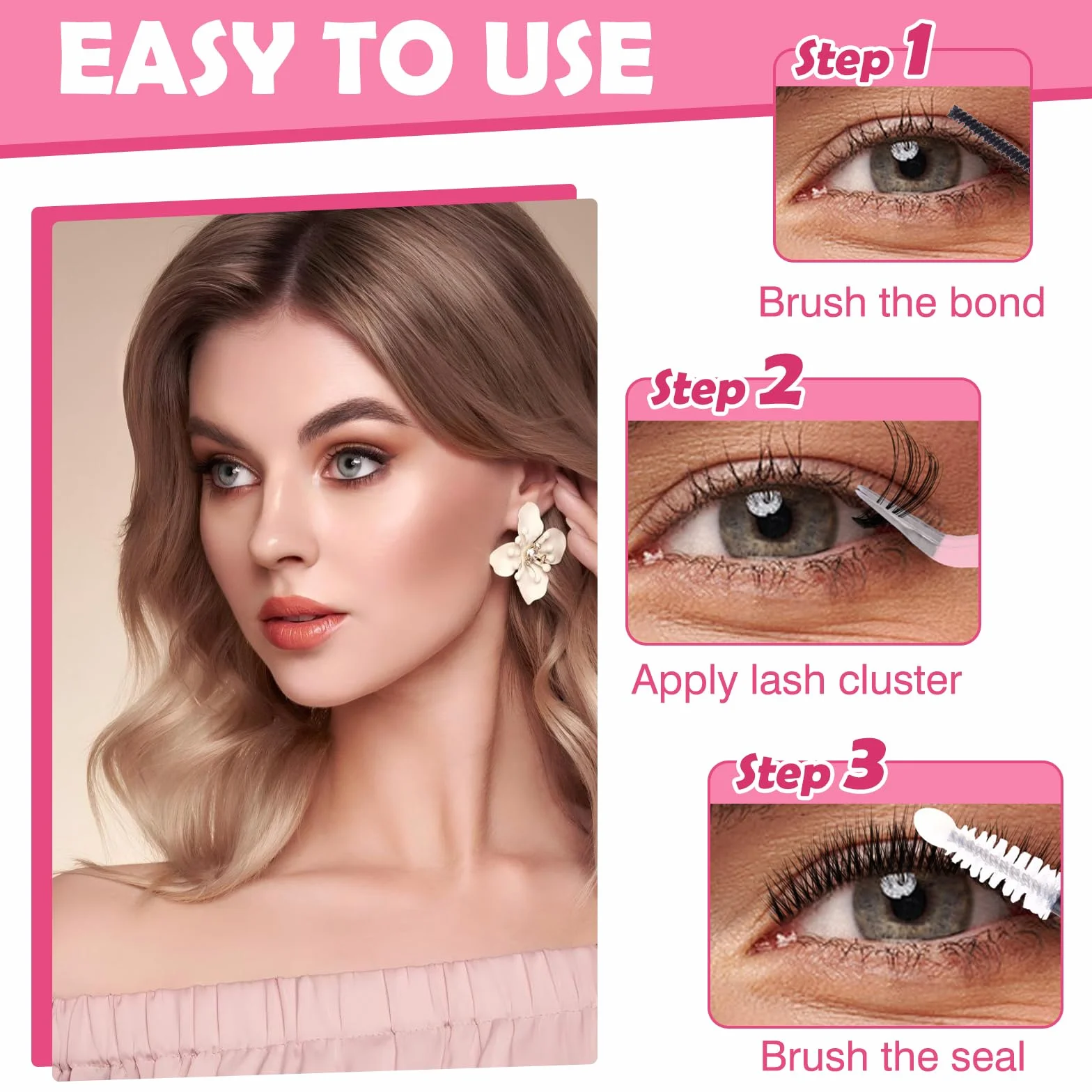 VEGCOO 570 Pezzi Ciglia Finte Ciuffetti Kit Extension Ciglia 30-100D 8-16mm DIY Eyelash Extension con Accessori