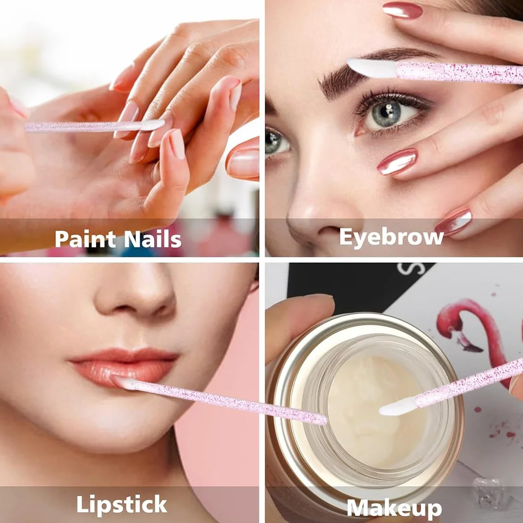 Set 50PCS Monouso Pennelli Lip Gloss + 50PCS Pennelli Scovolino Ciglia Monouso - Strumenti trucco per labbra e occhi.