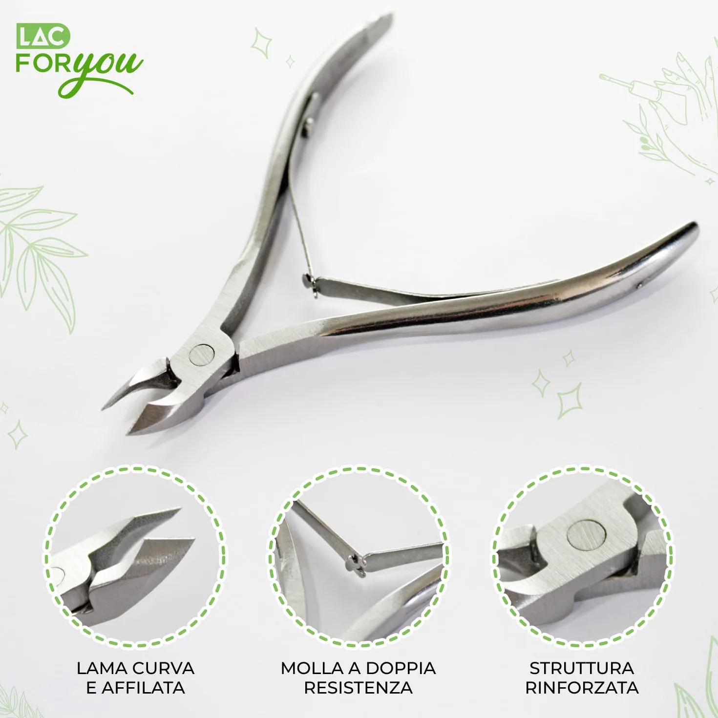 LAC FOR YOU Tronchesino Cuticole Acciaio Inox 10cm Professionale