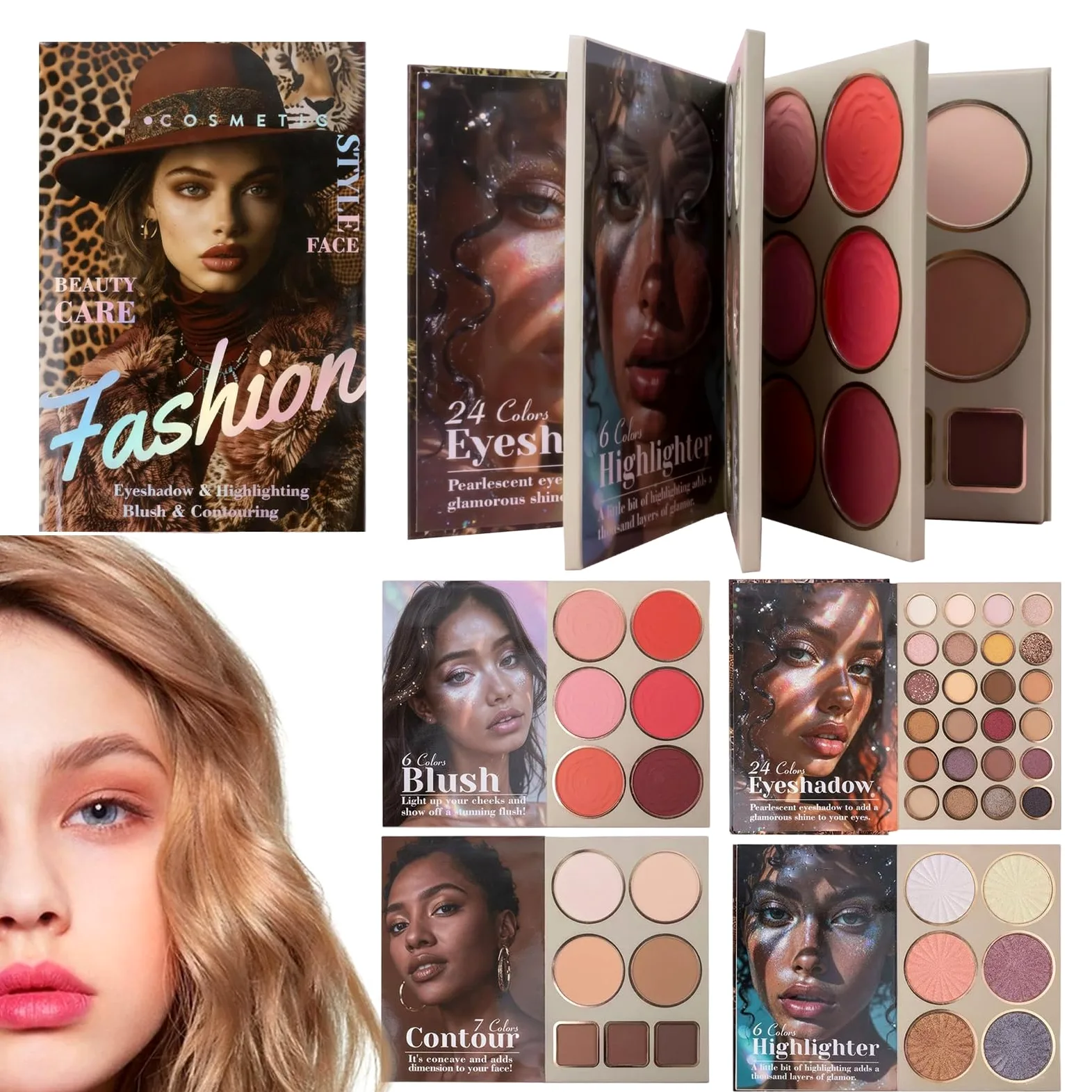 Palette di trucco, 4 illuminanti miscelabili, set cosmetico, palette di ombretti pigmentati, per donne e ragazze, per tutti i tipi di pelle, compleanni, Natale, feste, appuntamenti