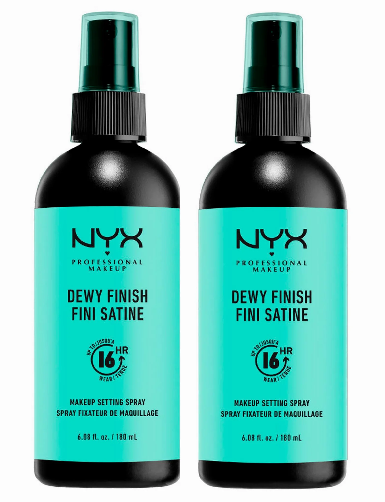 NYX Professional Makeup Spray Fissante Makeup Dewy Finish Maxi Formato Lunga Tenuta 16h Effetto Luminoso Anti-Sbavature Formula Leggera No Transfer Vegana - 2 Flaconi da 180ml