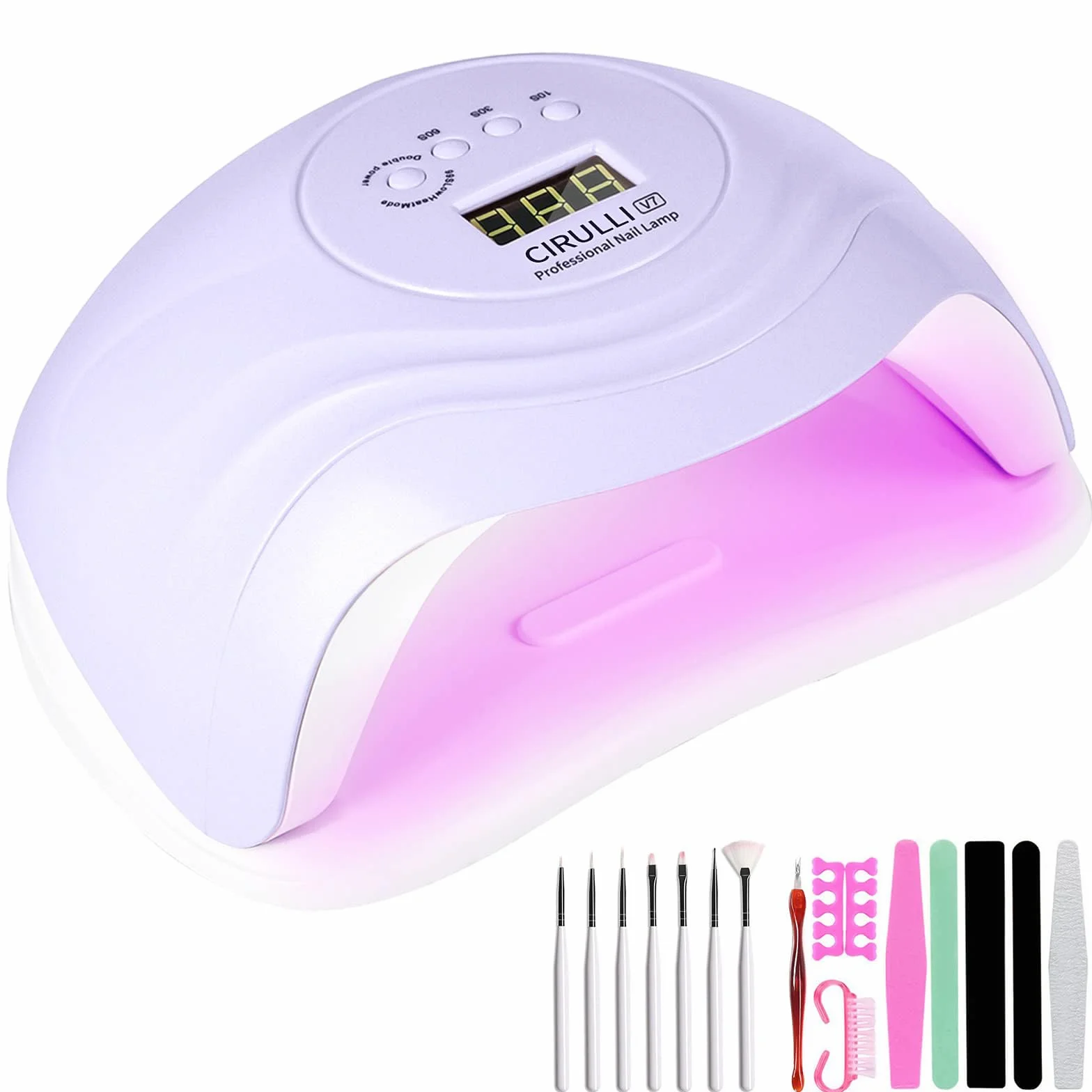 CIRULLI 168W Lampara Uñas Secador Uñas Profesional Ultravioleta Pantalla LCD Sensor Automático 4 Temporizadores Manicura Pedicure Nail Art