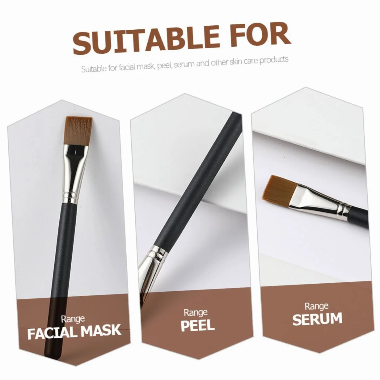 MAGICLULU 5 Set Di Pennelli Per Maschera Viso in Fibra Artificiale Di Legno Impugnatura Comoda Per Applicatore Per Maschera Di Argilla Strumenti Per Il Trucco Duraturi 2 Pezzi * 5