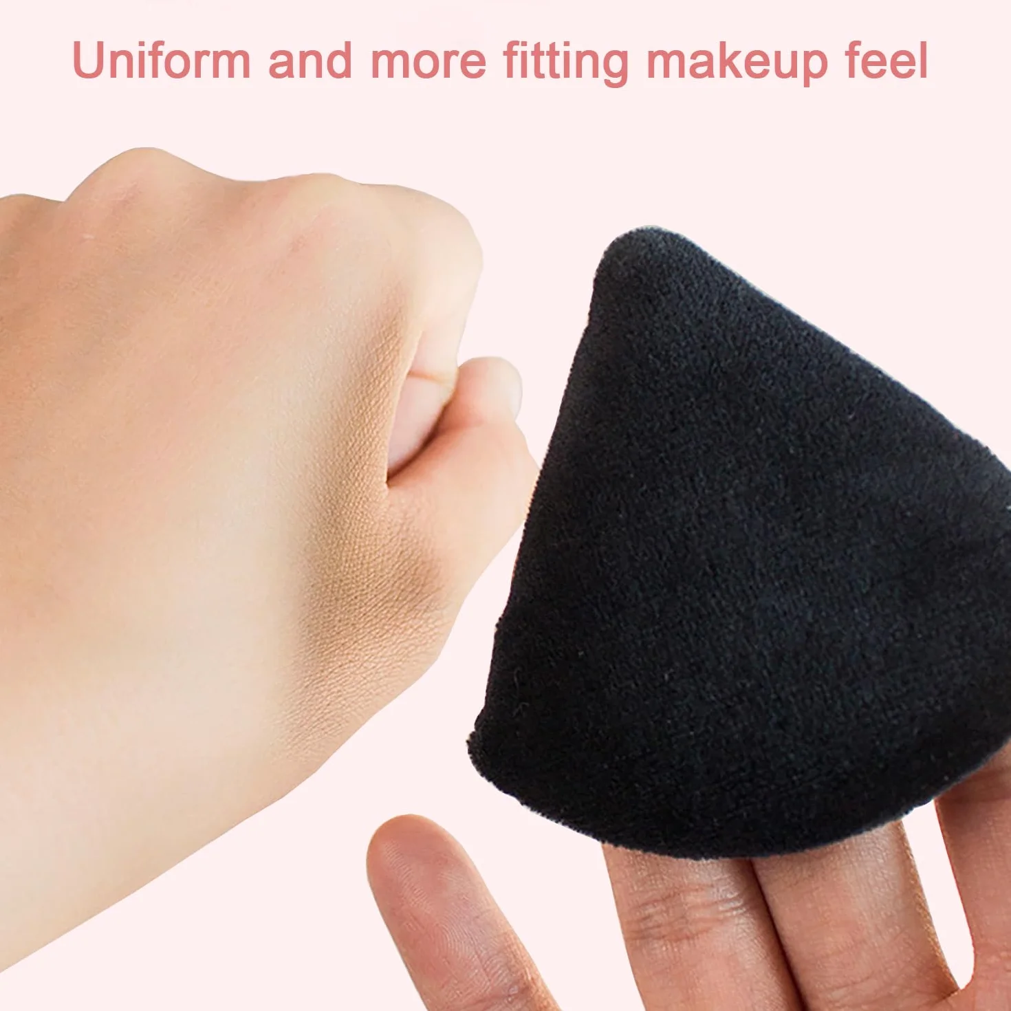 Puff Triangolo Spugna da Trucco per Viso Cipria Fard Fondotinta Strumenti Wet And Dry 8 Pezzi (Nero e Rosa)